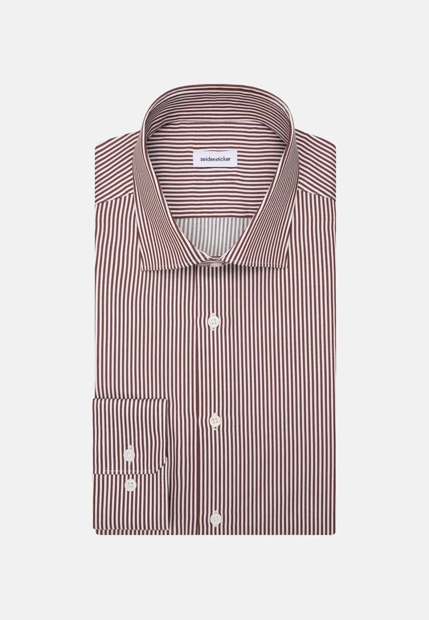 Seidensticker Slim Fit Easy Iron New Kent Striped Business Shirt Burgundy – Tailored Menswear | Malford of London