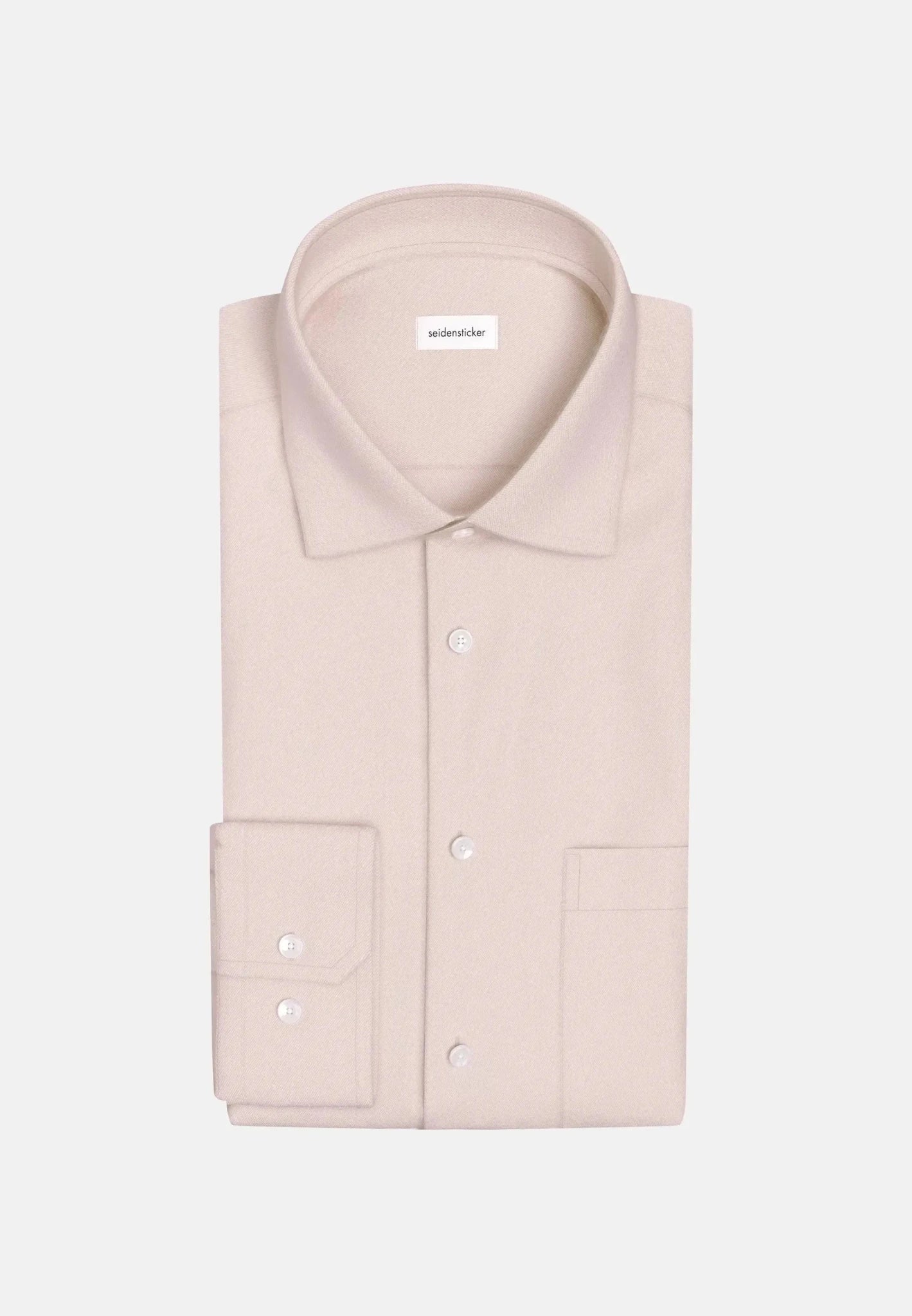 Seidensticker Slim Fit New Kent Flannel Shirt Beige – Tailored Menswear | Malford of London