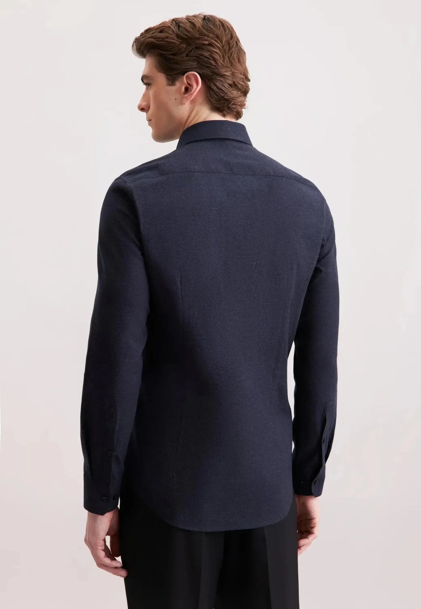 Seidensticker Slim Fit New Kent Flannel Shirt Dark Blue – Tailored Menswear | Malford of London
