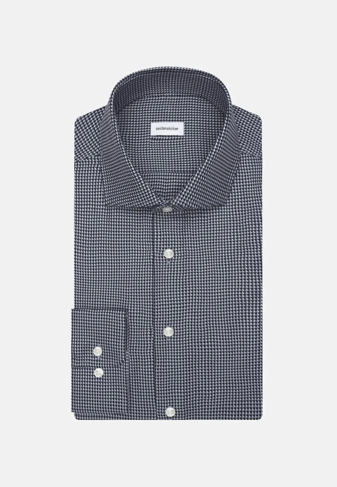 Seidensticker Slim Fit No Iron Spread Kent Pepita Business Shirt Dark Blue – Tailored Menswear | Malford of London