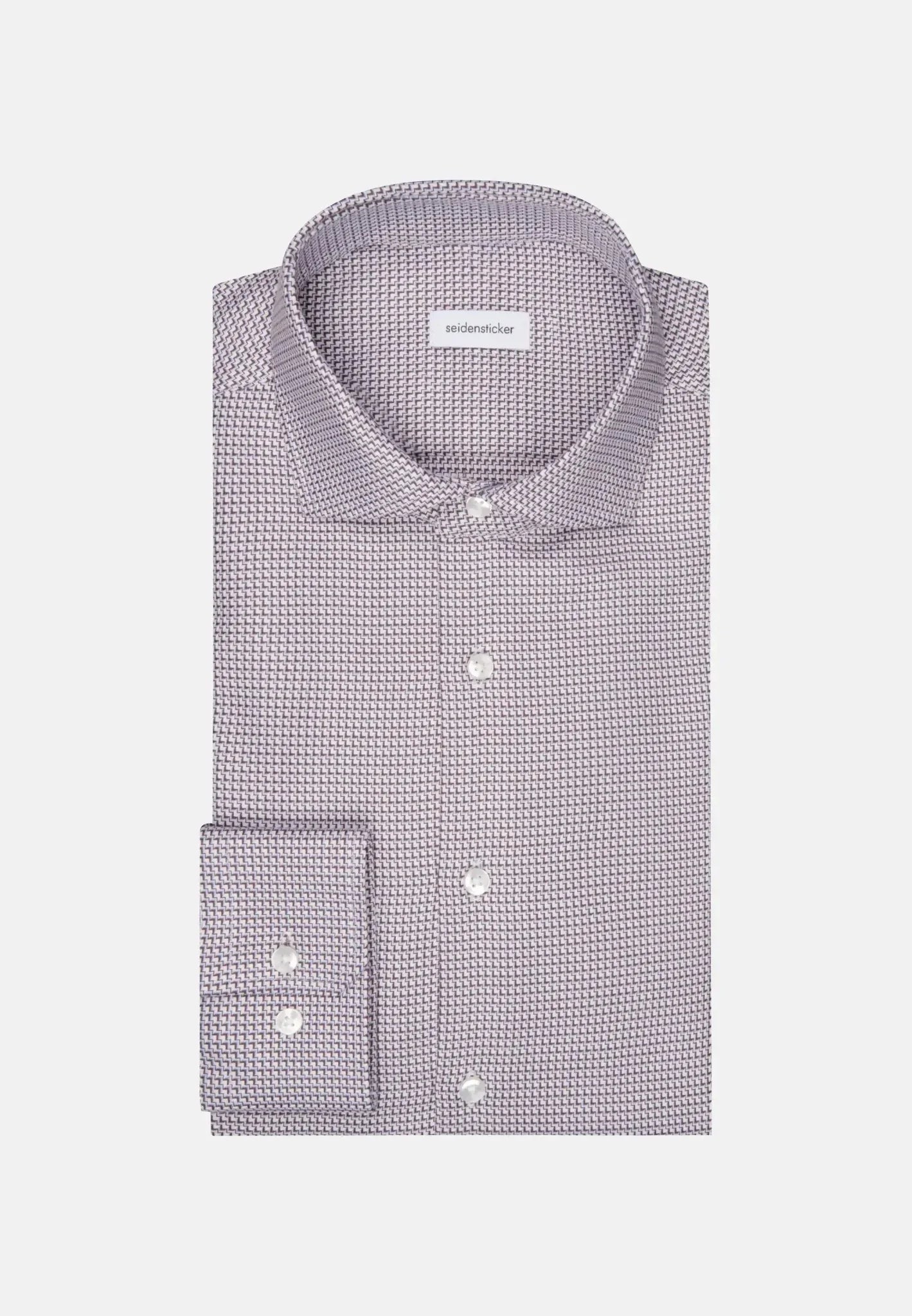 Seidensticker Slim Fit No Iron Spread Kent Structured Pattern Business Shirt Brown – Tailored Menswear | Malford of London