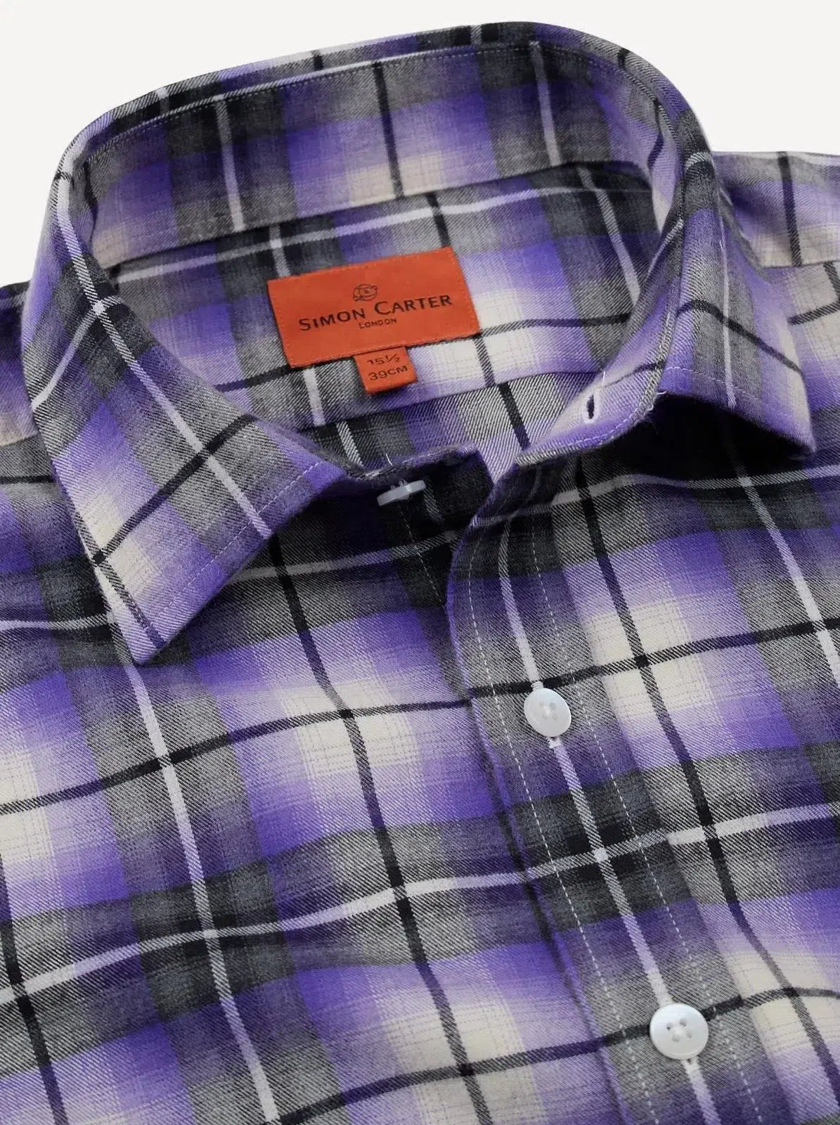 Simon Carter Tailored Fit Check Shirt Blue/Black/White – Savile Row Menswear Outlet | Malford of London