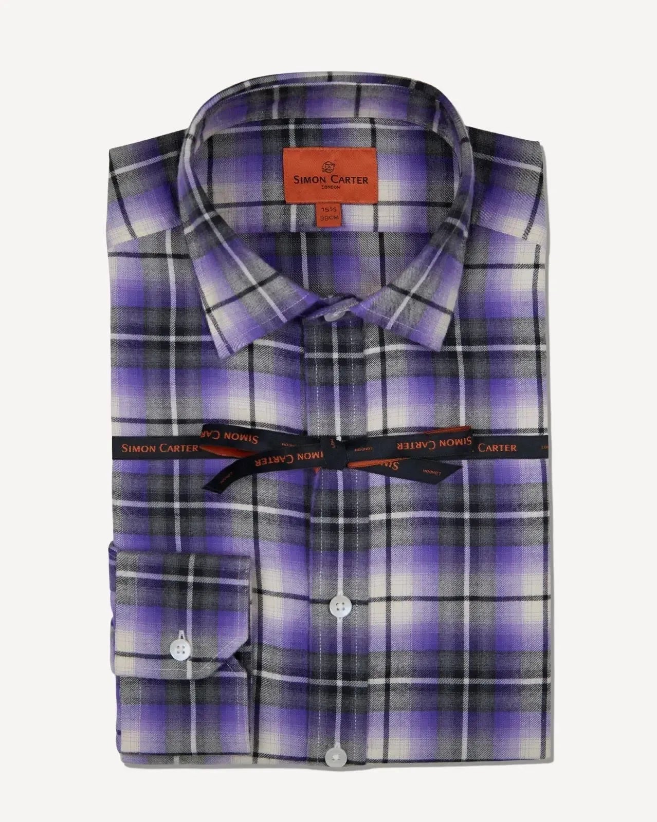 Simon Carter Tailored Fit Check Shirt Blue/Black/White – Savile Row Menswear Outlet | Malford of London
