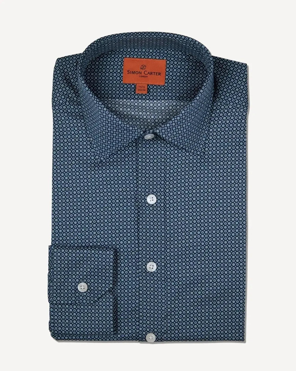 Simon Carter Tailored Fit Geo Circle Shirt Navy - Malford_of_London_Tailoring_Archive