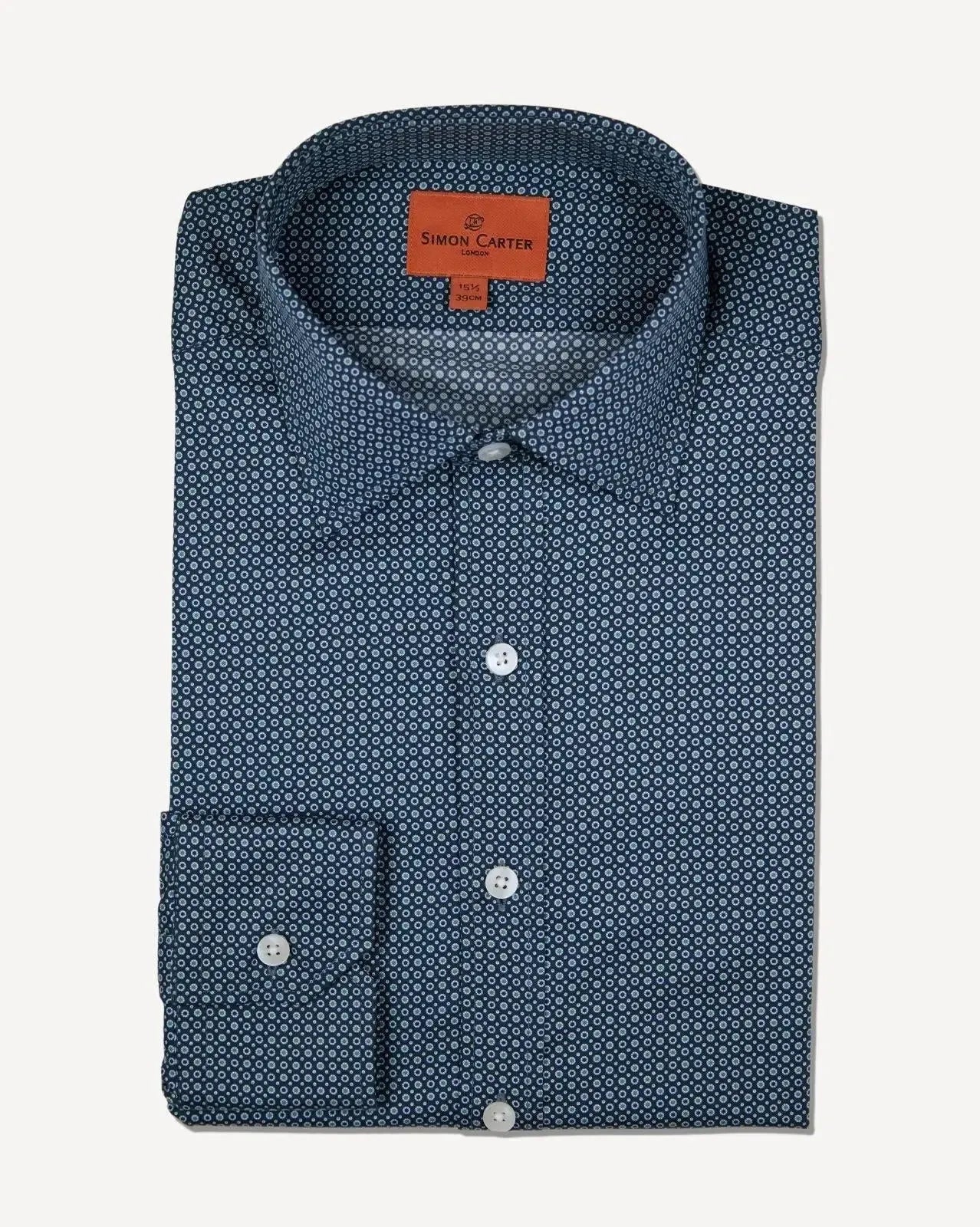 Simon Carter Tailored Fit Geo Circle Shirt Navy – Tailored Menswear | Malford of London