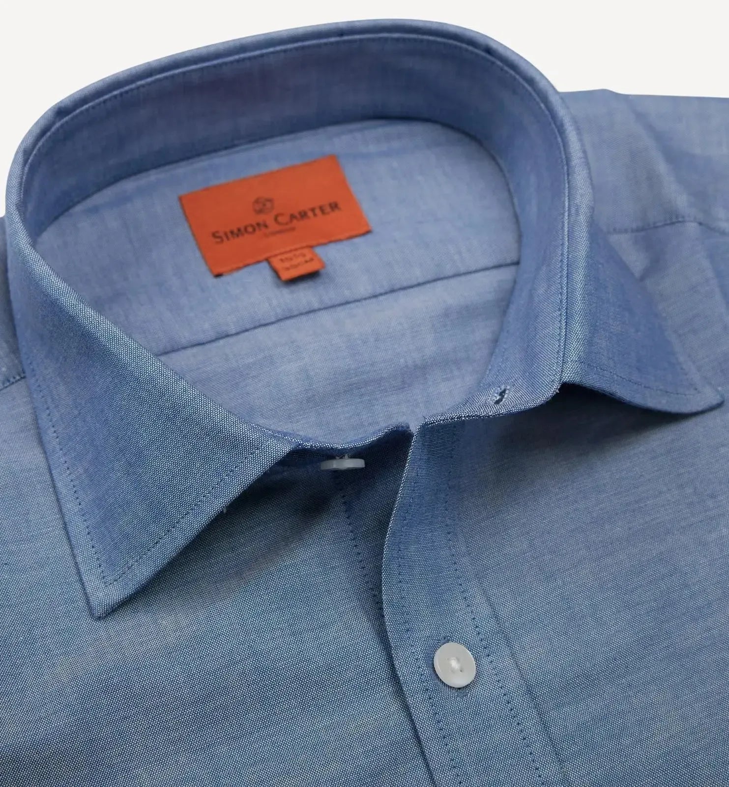 Simon Carter Tailored Fit Plain Shirt Blue – Savile Row Menswear Outlet | Malford of London