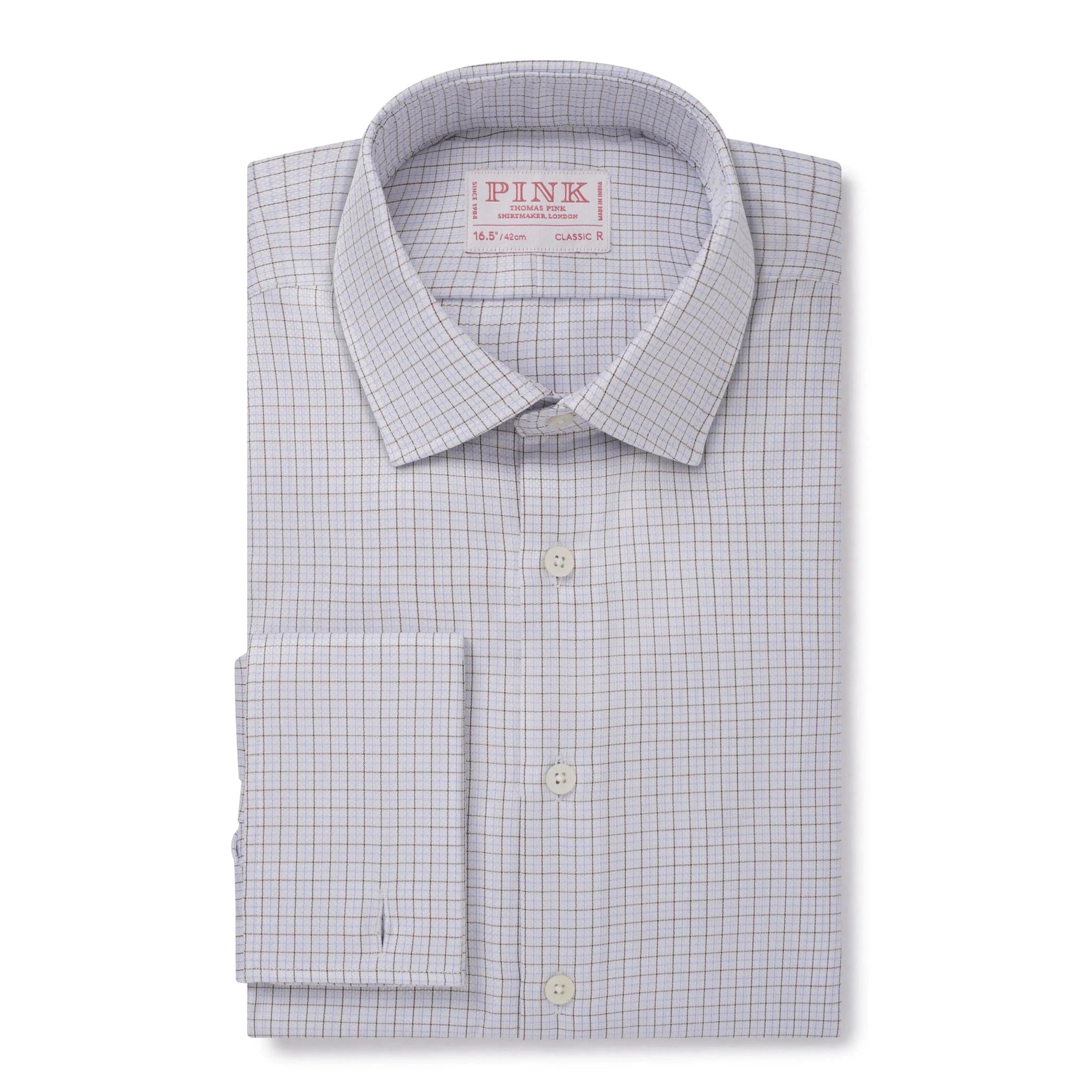 Thomas Pink Classic Fit Formal Dobby Micro Check Shirt White/Multi – Savile Row Menswear Outlet | Malford of London