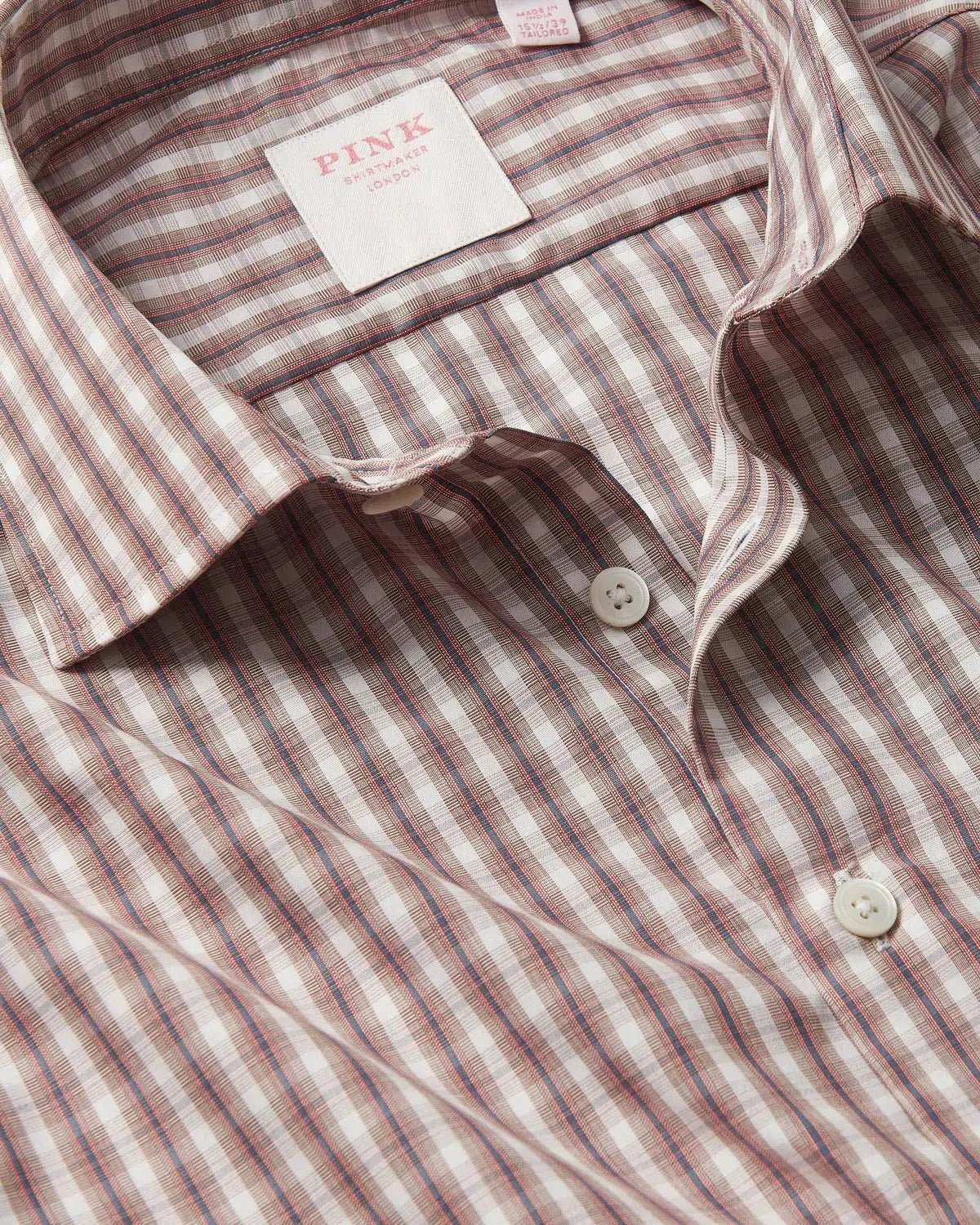 Thomas Pink End on End Check Shirt Brown White – Savile Row Menswear Outlet | Malford of London