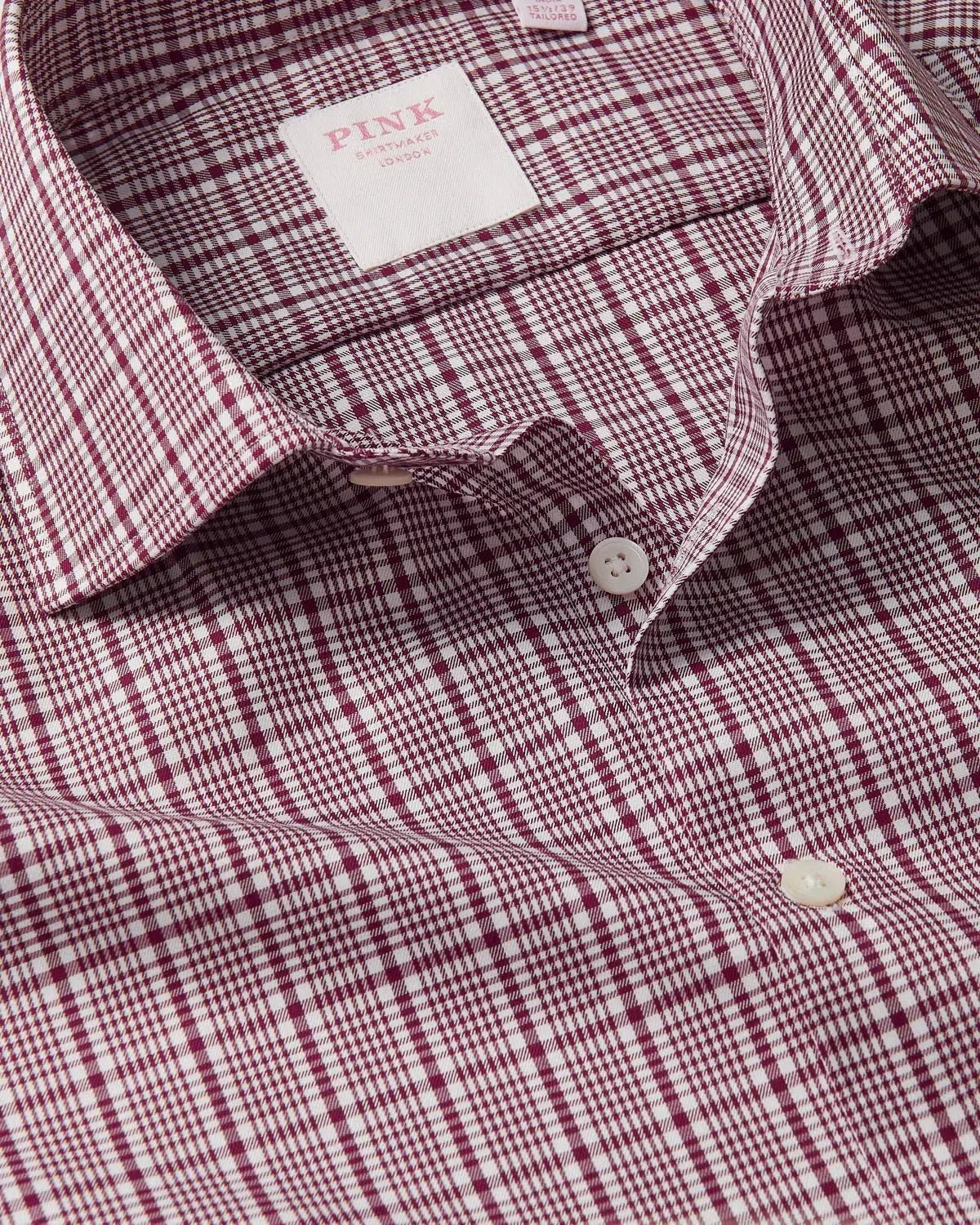 Thomas Pink POW Royal Twill Shirt Burgundy White - Savile Row Formalwear Outlet - Malford of London