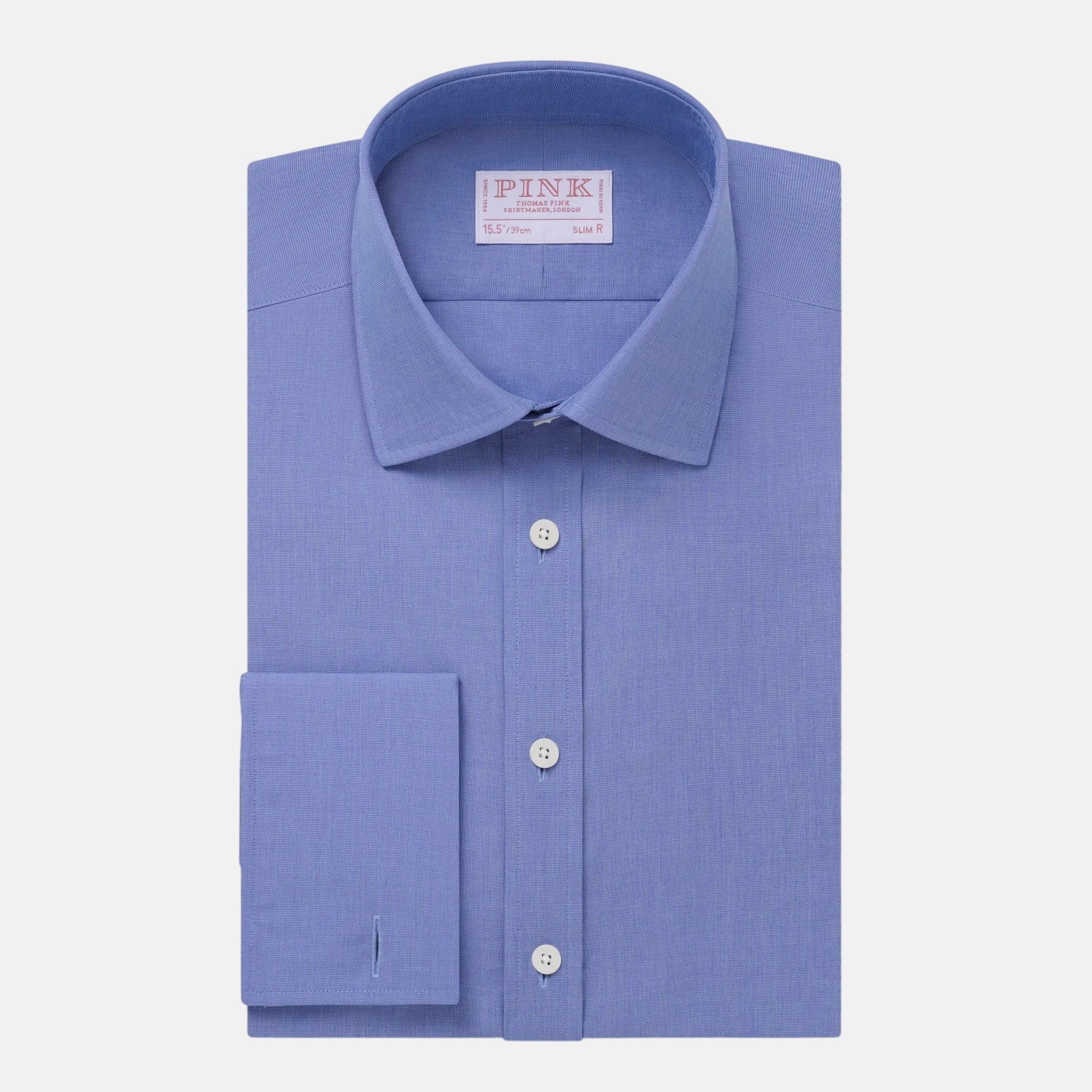 Thomas Pink Slim Fit Formal End On End Shirt Blue