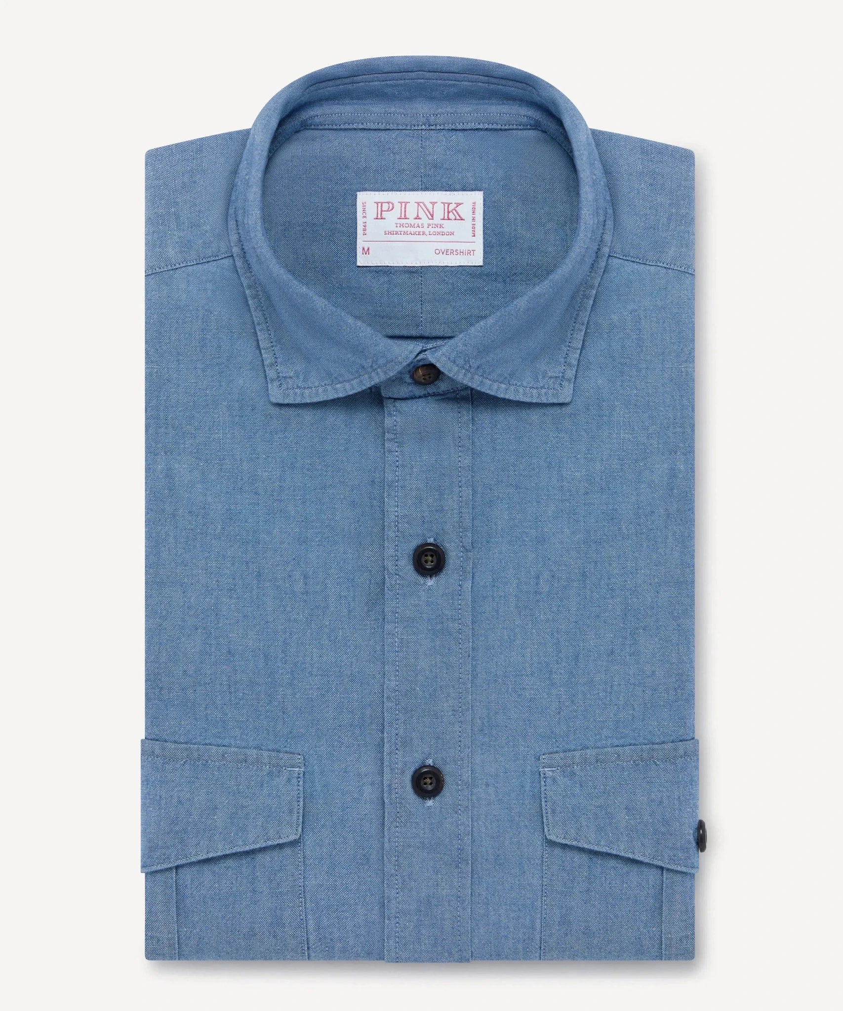 Thomas Pink Slim Fit Smart Casual Washed Chambray Shirts – Savile Row Menswear Outlet | Malford of London