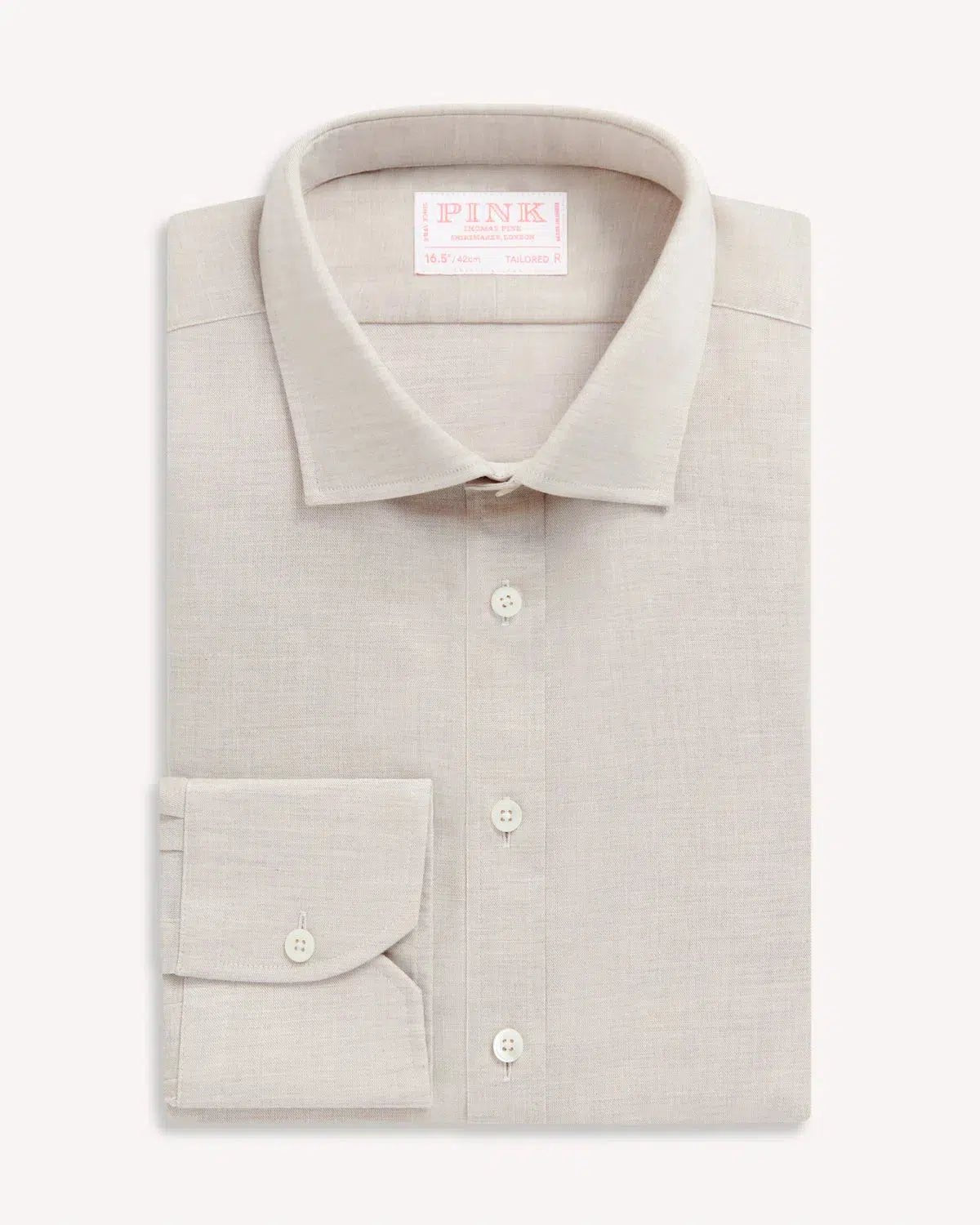 Thomas Pink Tailored Fit Formal Plain Chambray Shirt Beige – Tailored Menswear | Malford of London