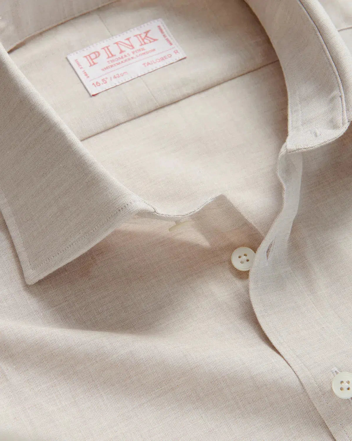 Thomas Pink Tailored Fit Formal Plain Chambray Shirt Beige – Tailored Menswear | Malford of London