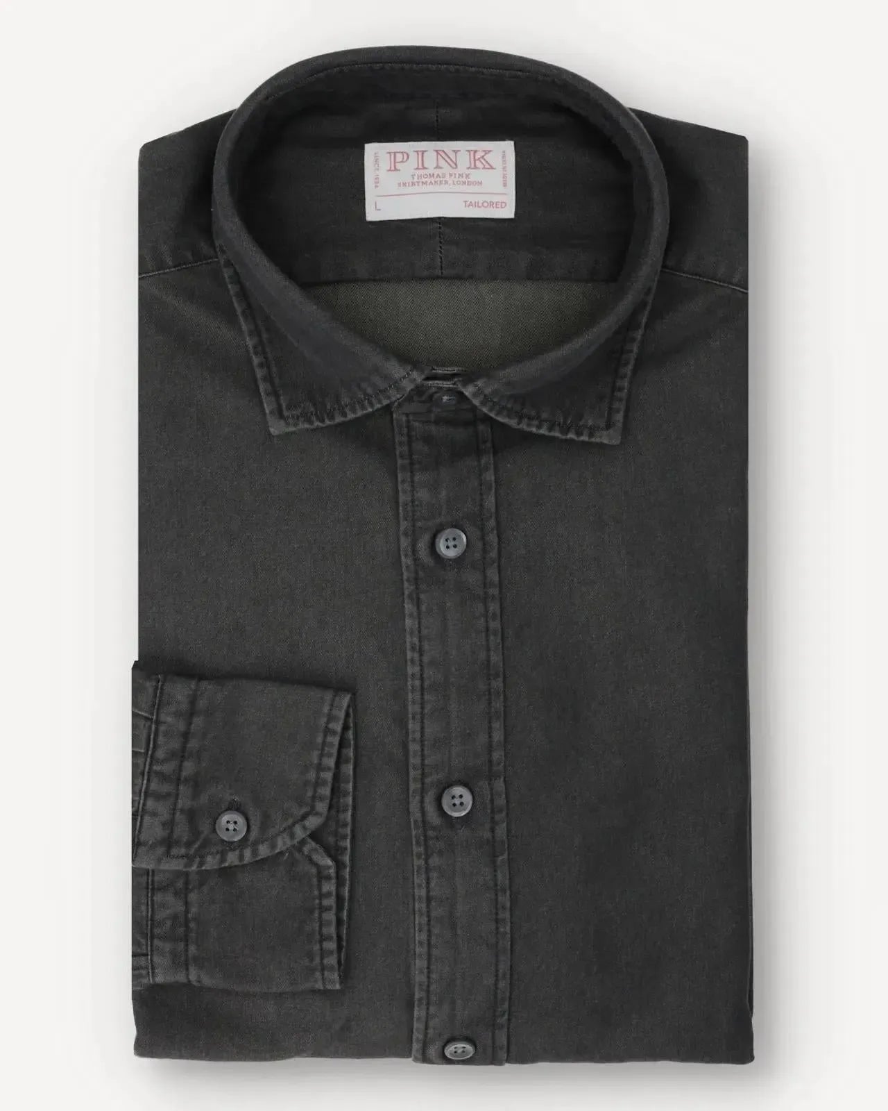 Thomas Pink Tailored Fit Plain Smart Casual Shirt Charcoal – Savile Row Menswear Outlet | Malford of London