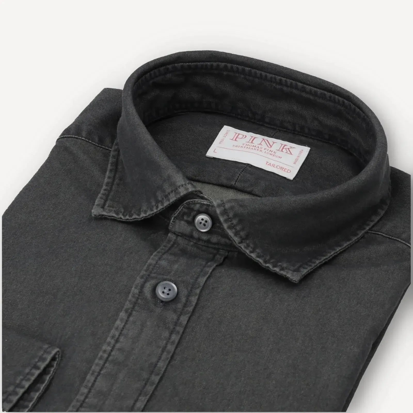 Thomas Pink Tailored Fit Plain Smart Casual Shirt Charcoal – Savile Row Menswear Outlet | Malford of London