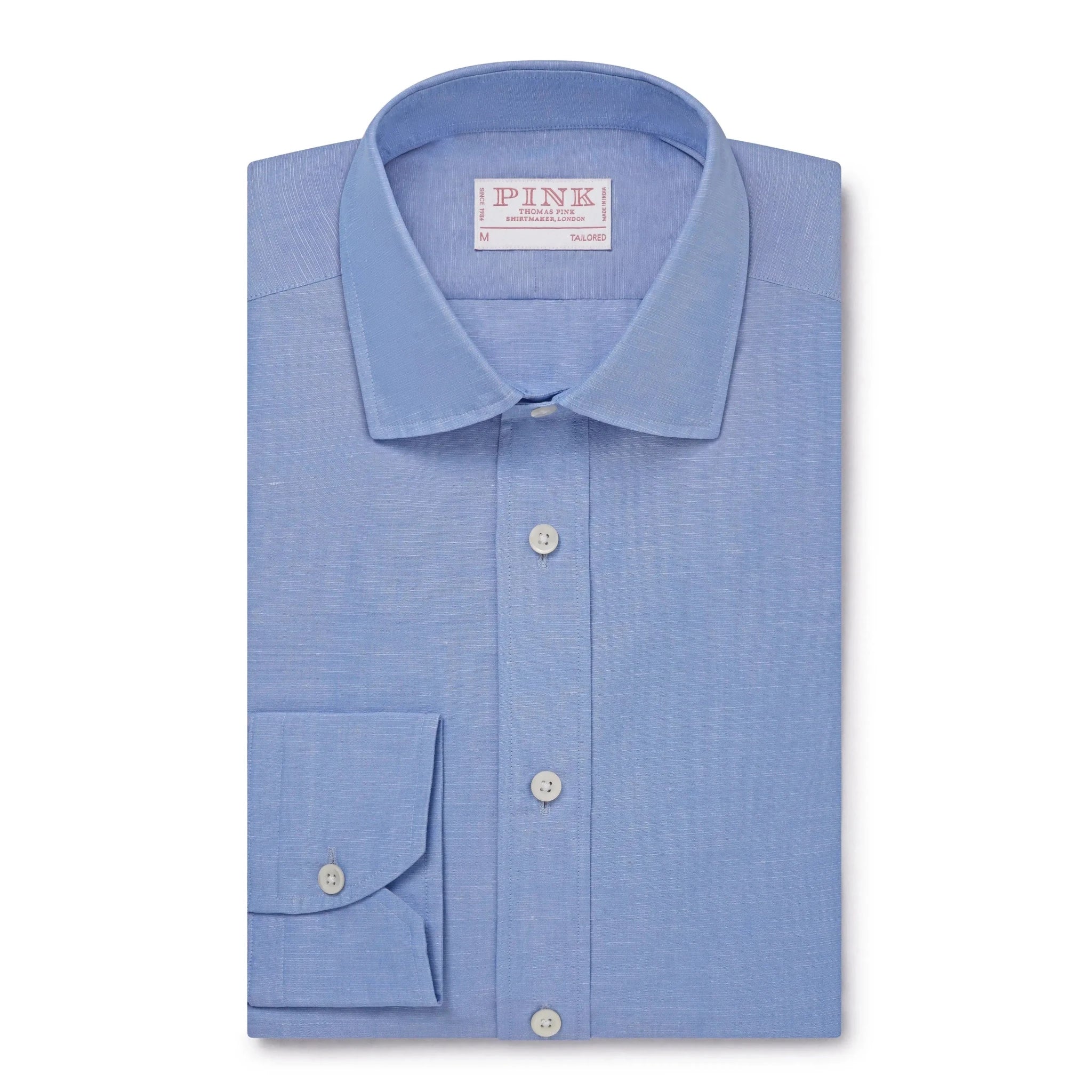 Thomas Pink Tailored Fit Smart Casual Cotton Blend Slub Shirt – Savile Row Menswear Outlet | Malford of London