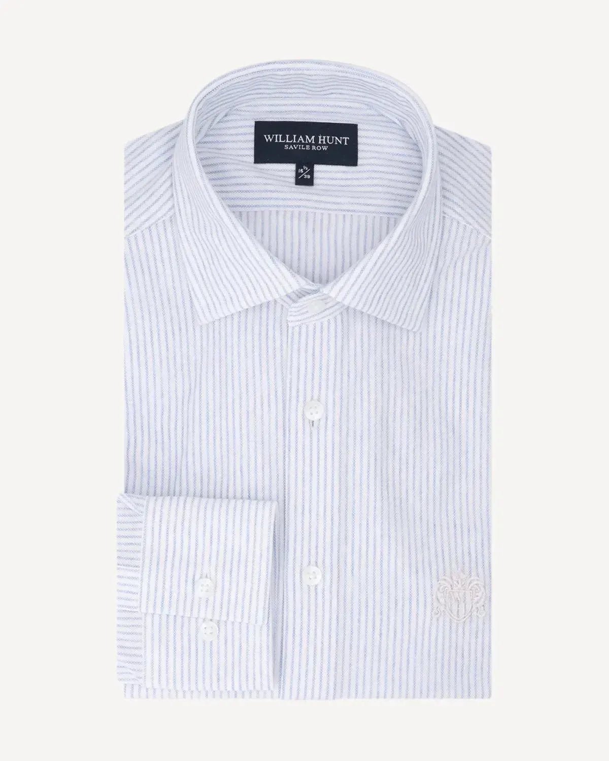 William Hunt Rope Stripe Textured Shirt White Blue – Tailored Menswear | Malford of London