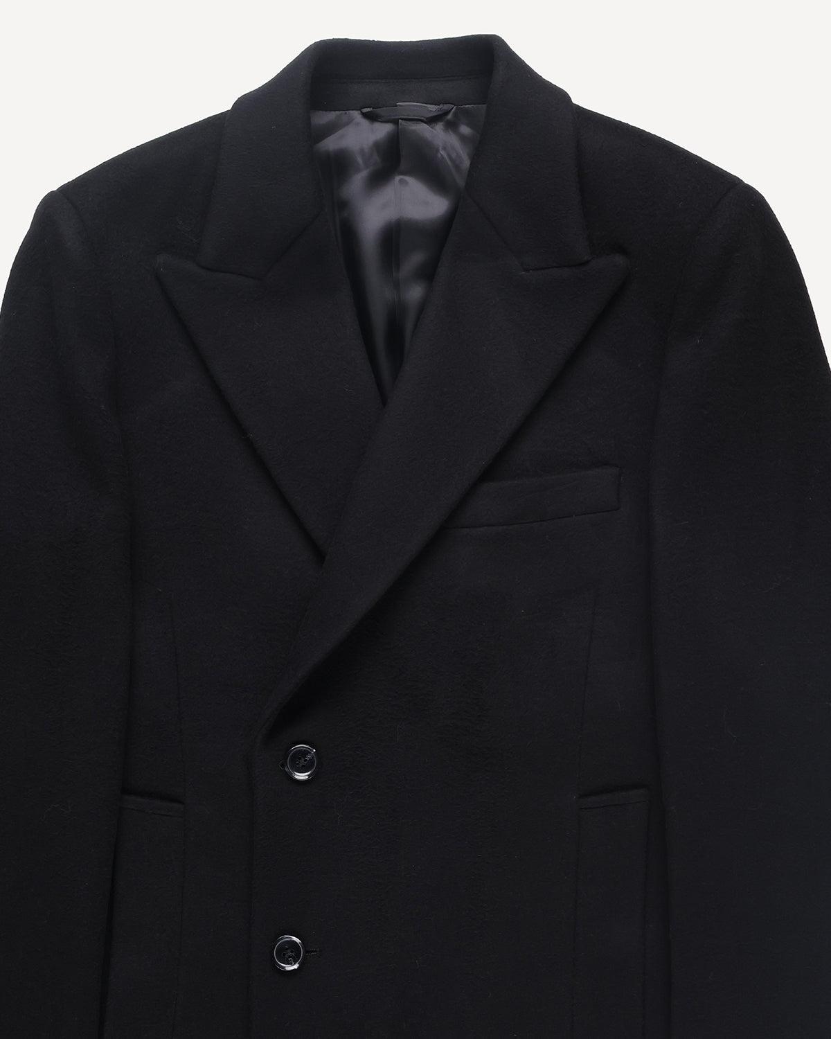 Kilgour Wool Cashmere Peak Lapel Overcoat-Black