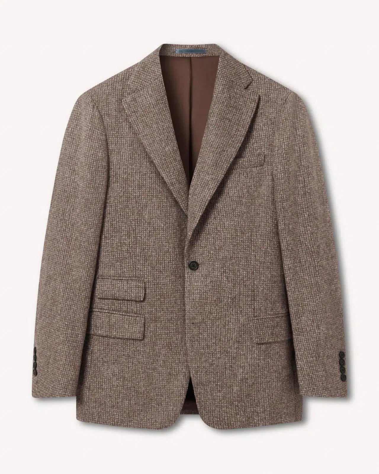 3 Button Alpaca Textured Weave Jacket Brown-MALFORD OF LONDON SAVILE ROW MENSWEAR OUTLET