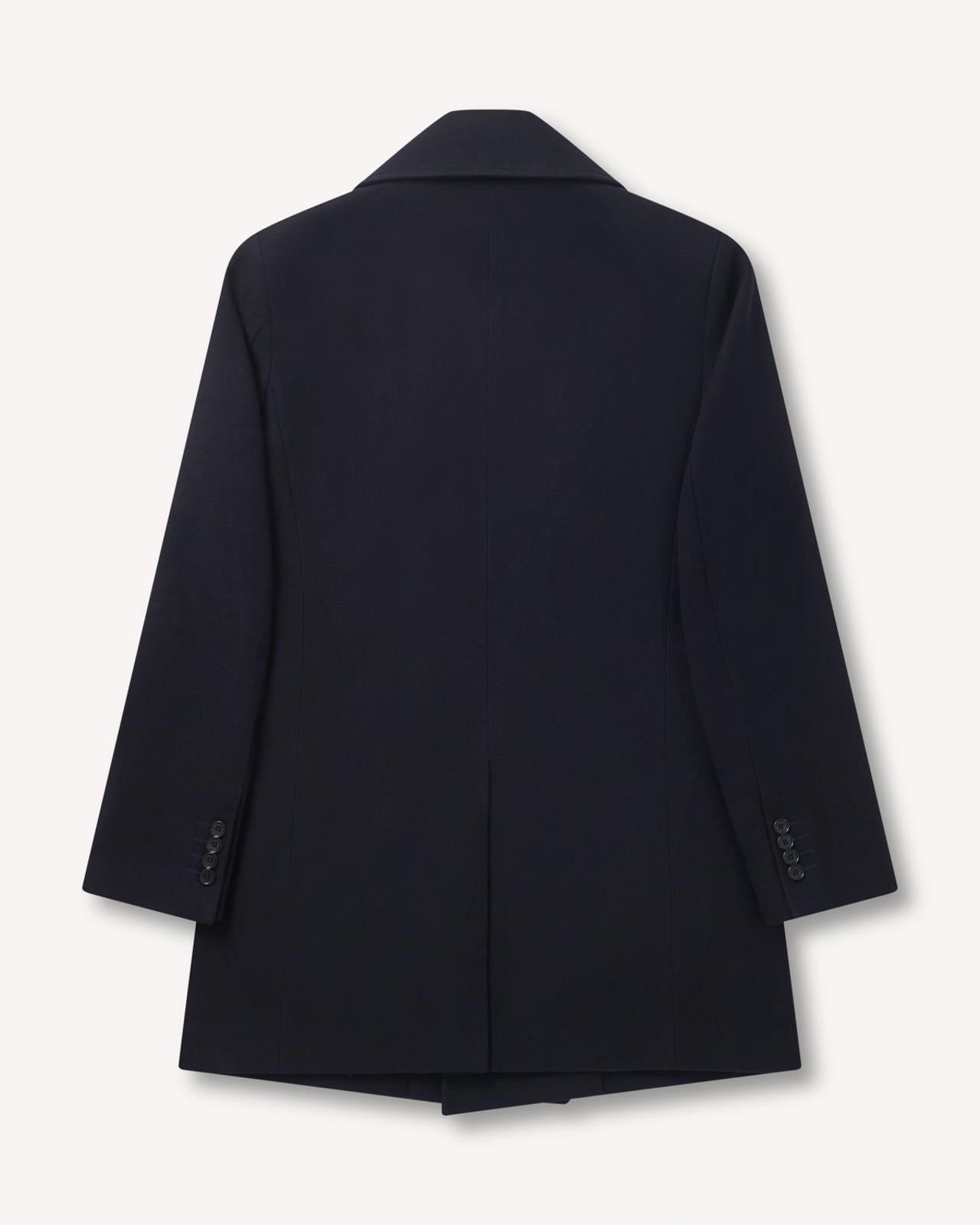 Bernard Weatherill Double Breasted Wool Peacoat Navy Blue