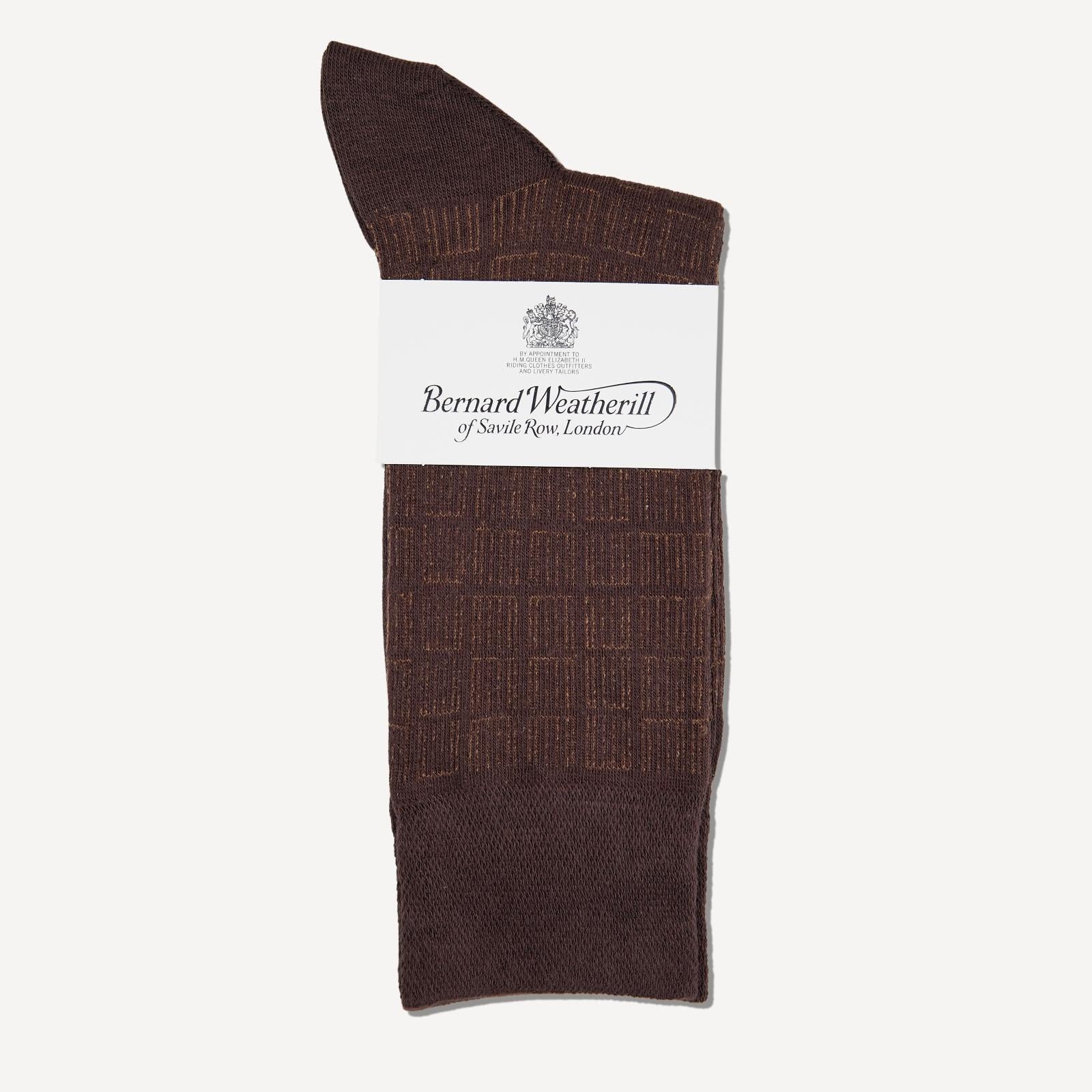 Bernard Weatherill Geometic Socks Chestnut/Brown