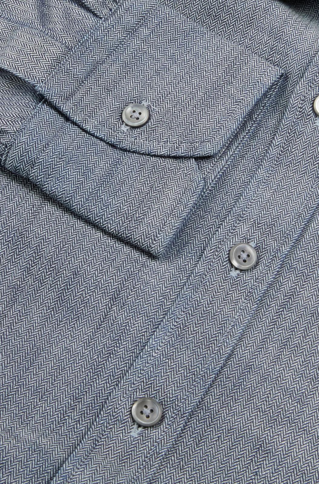 Thomas Pink Classic Fit Herringbone Smart Casual Shirt Indigo