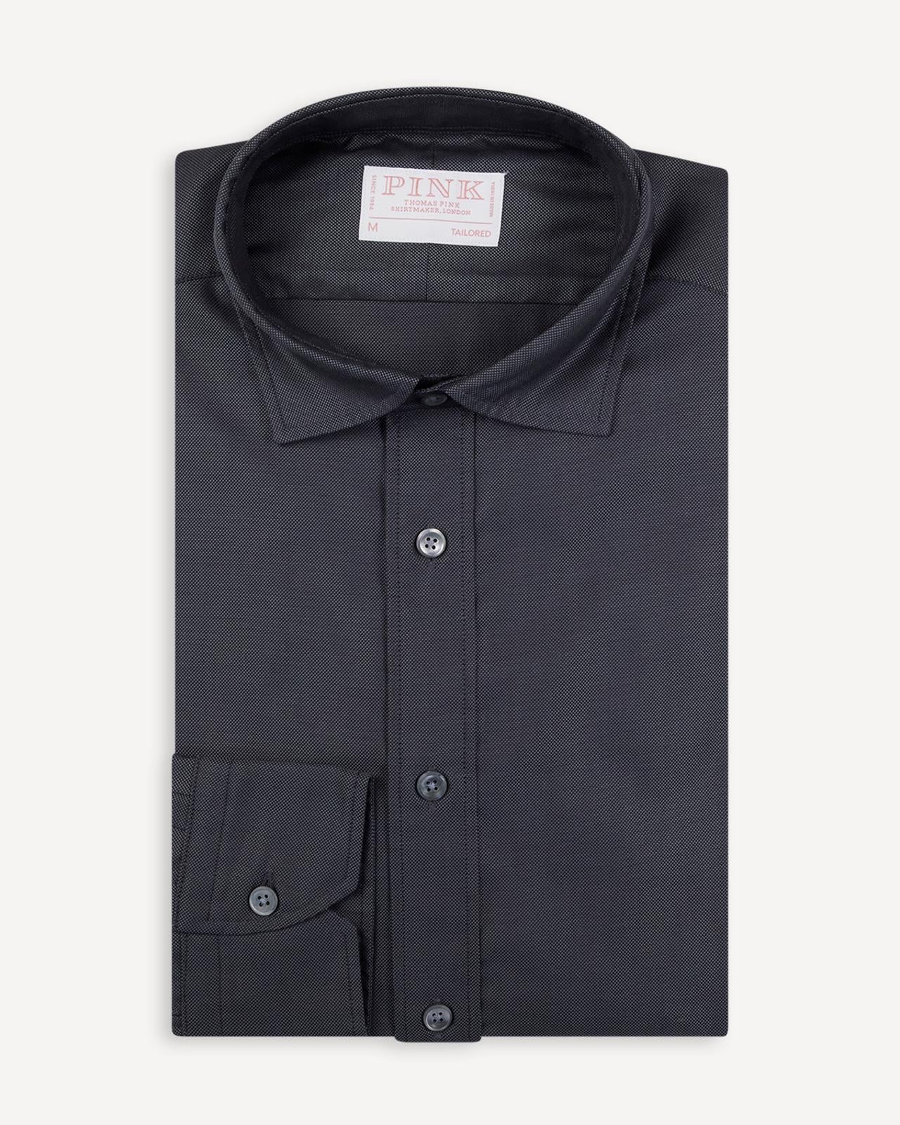 Thomas Pink Tailored Fit Plain Smart Casual Shirt Graphite