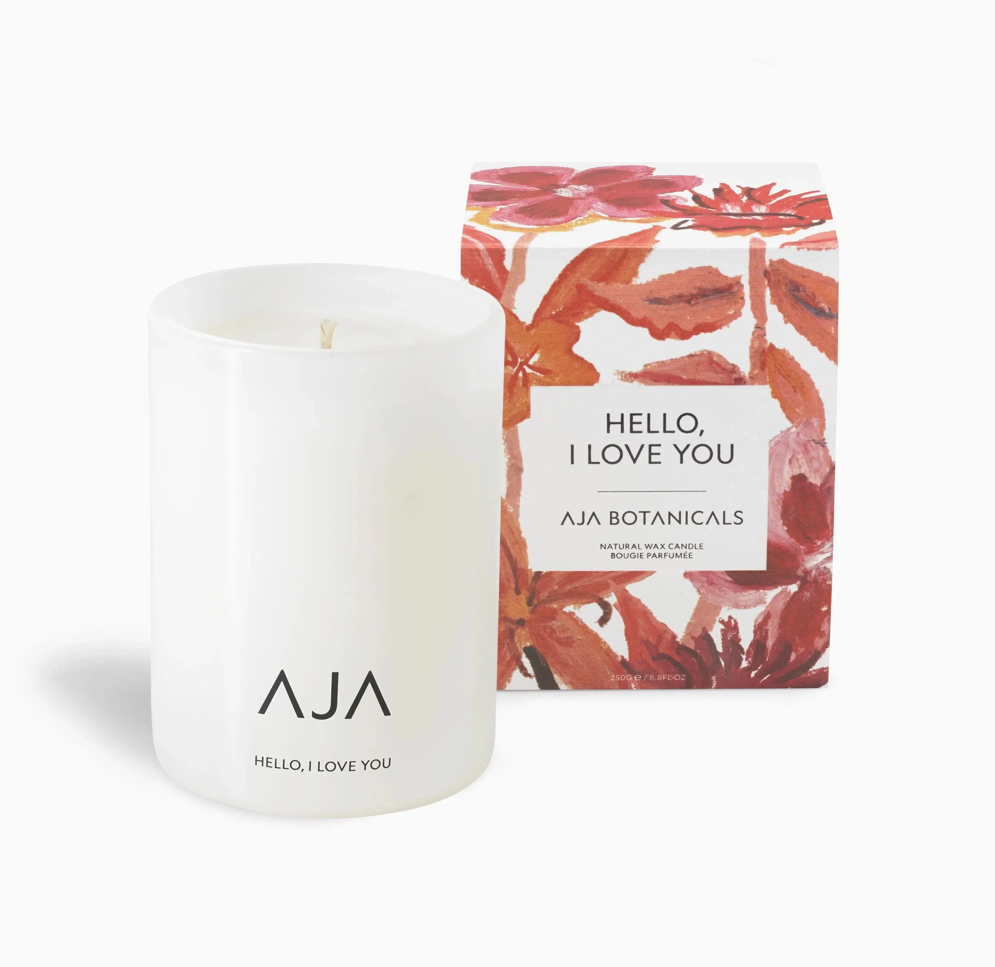 AJA BOTANICALS Hello, I Love You Single Wick Candle - White-MALFORD OF LONDON SAVILE ROW MENSWEAR OUTLET