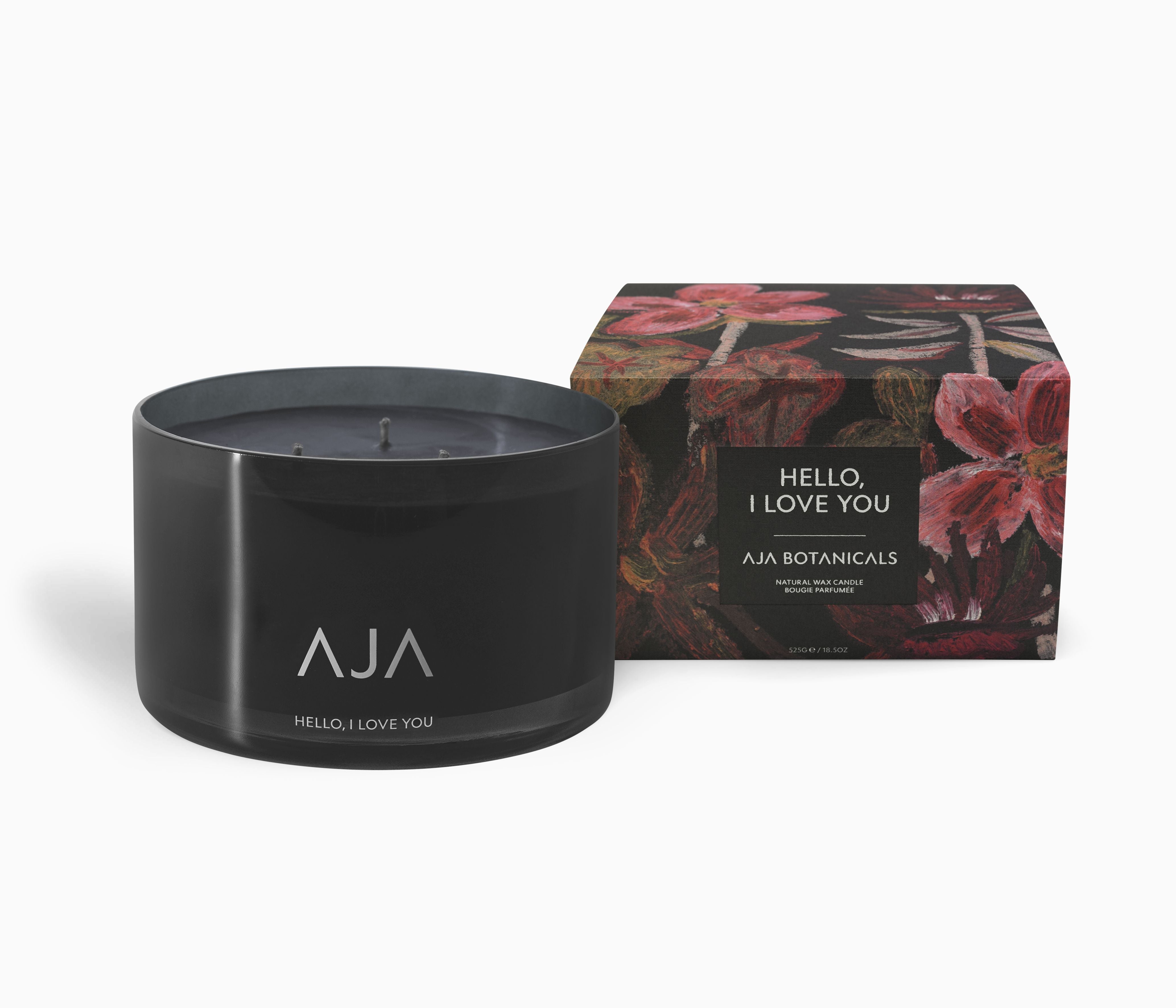 AJA BOTANICALS Hello, I Love You Three Wick Candle - Black-MALFORD OF LONDON SAVILE ROW MENSWEAR OUTLET