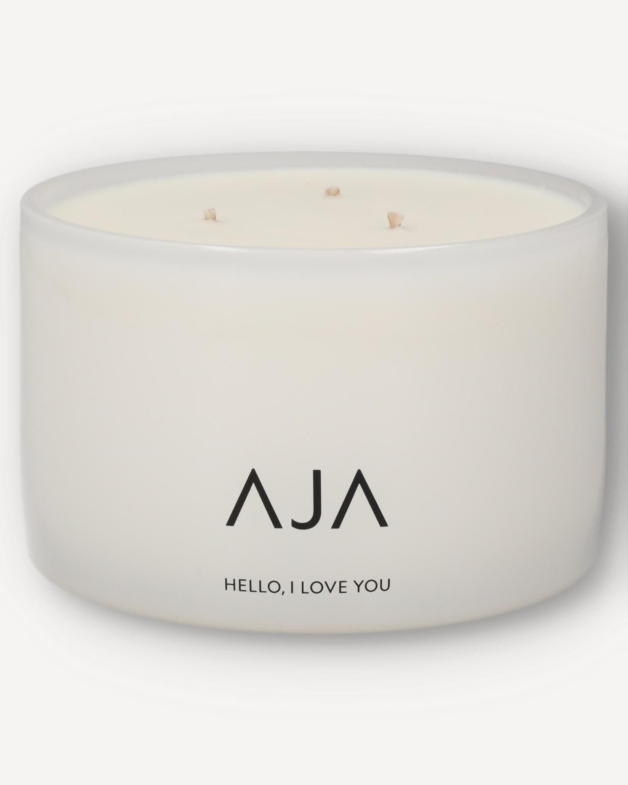 AJA BOTANICALS Hello, I Love You Three Wick Candle - White-MALFORD OF LONDON SAVILE ROW MENSWEAR OUTLET