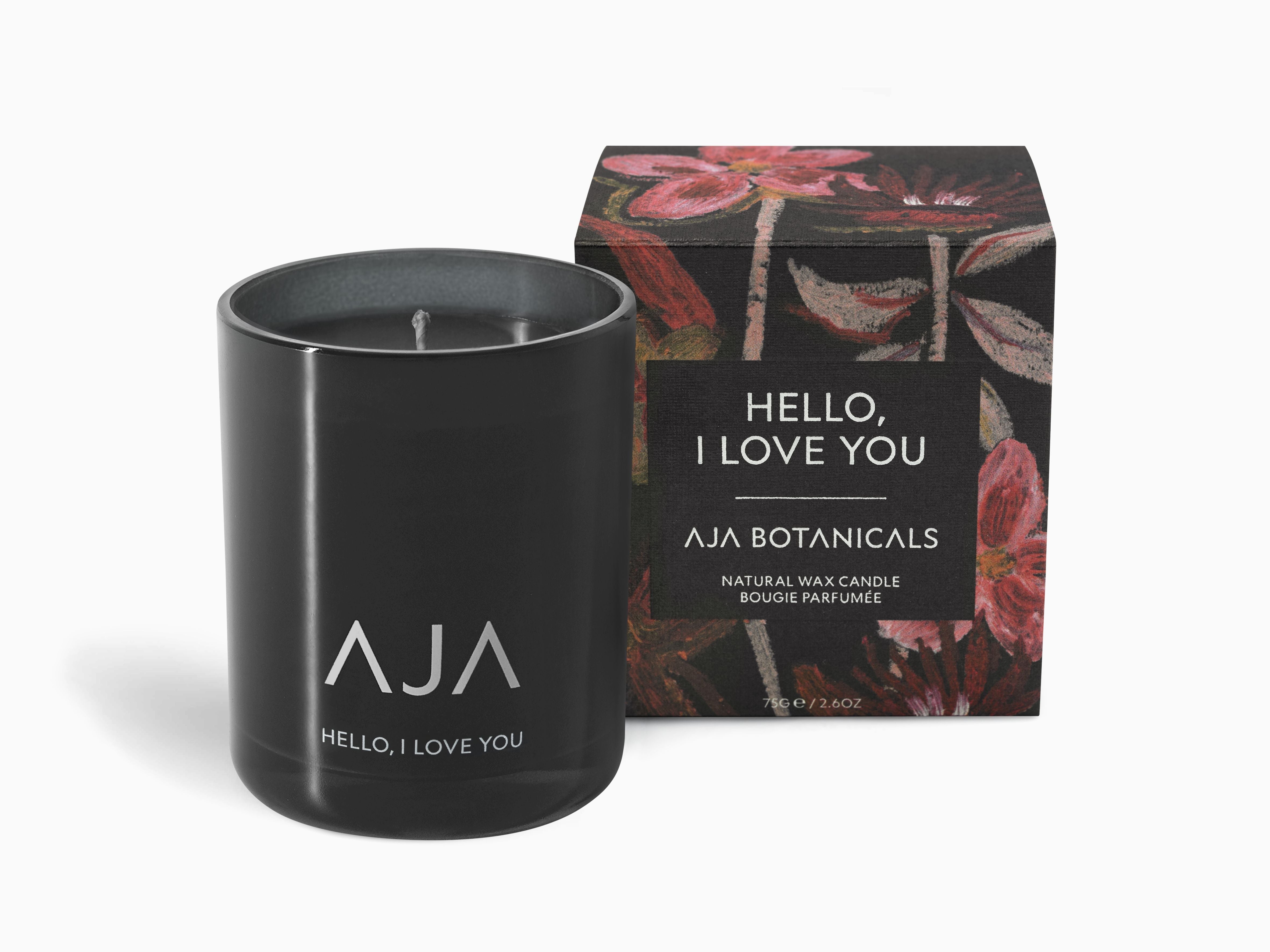 AJA BOTANICALS Hello, I Love You Votive Candle - Black-MALFORD OF LONDON SAVILE ROW MENSWEAR OUTLET