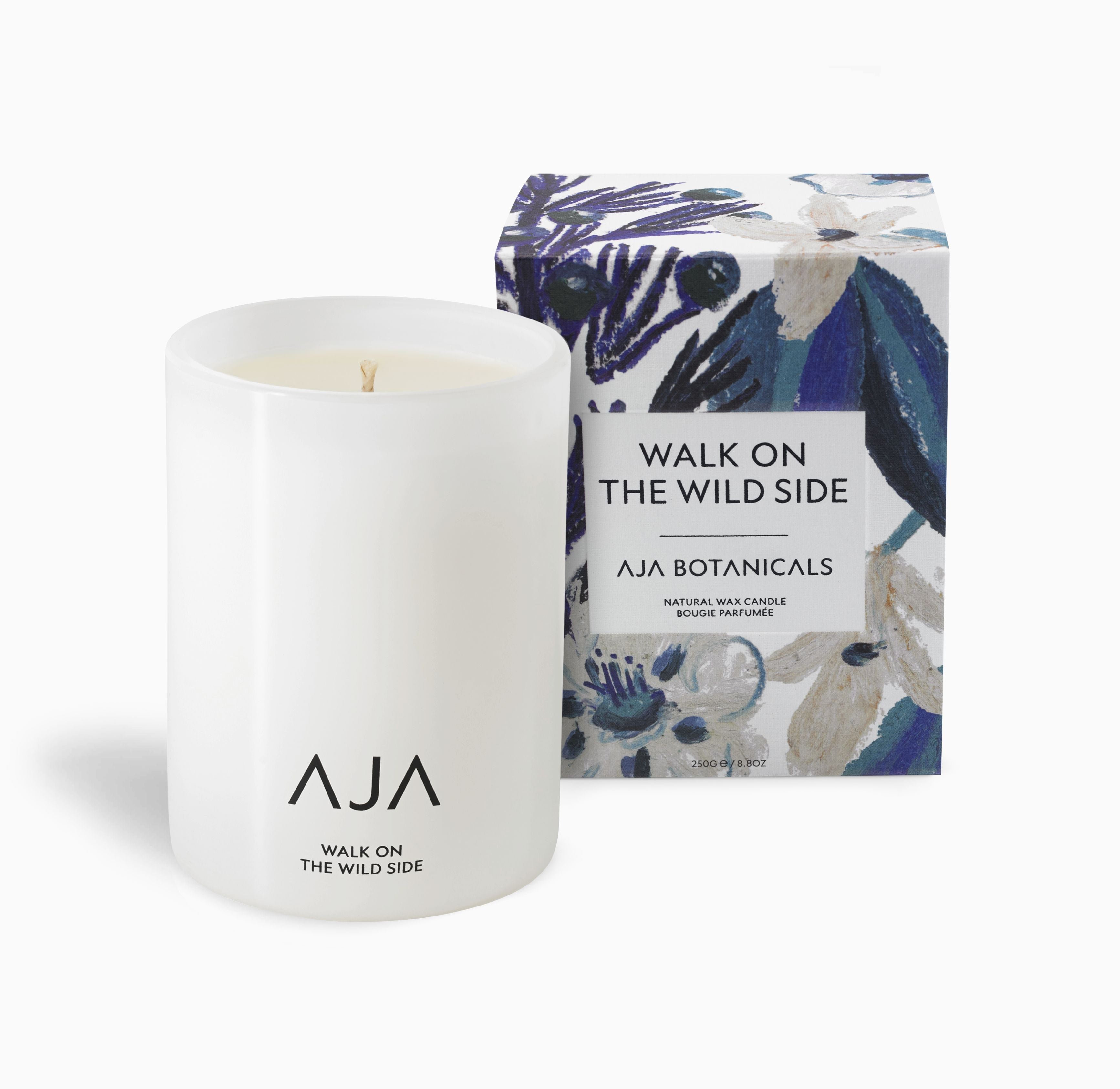 AJA BOTANICALS Walk On The Wild Side Single Wick Candle - White-MALFORD OF LONDON SAVILE ROW MENSWEAR OUTLET