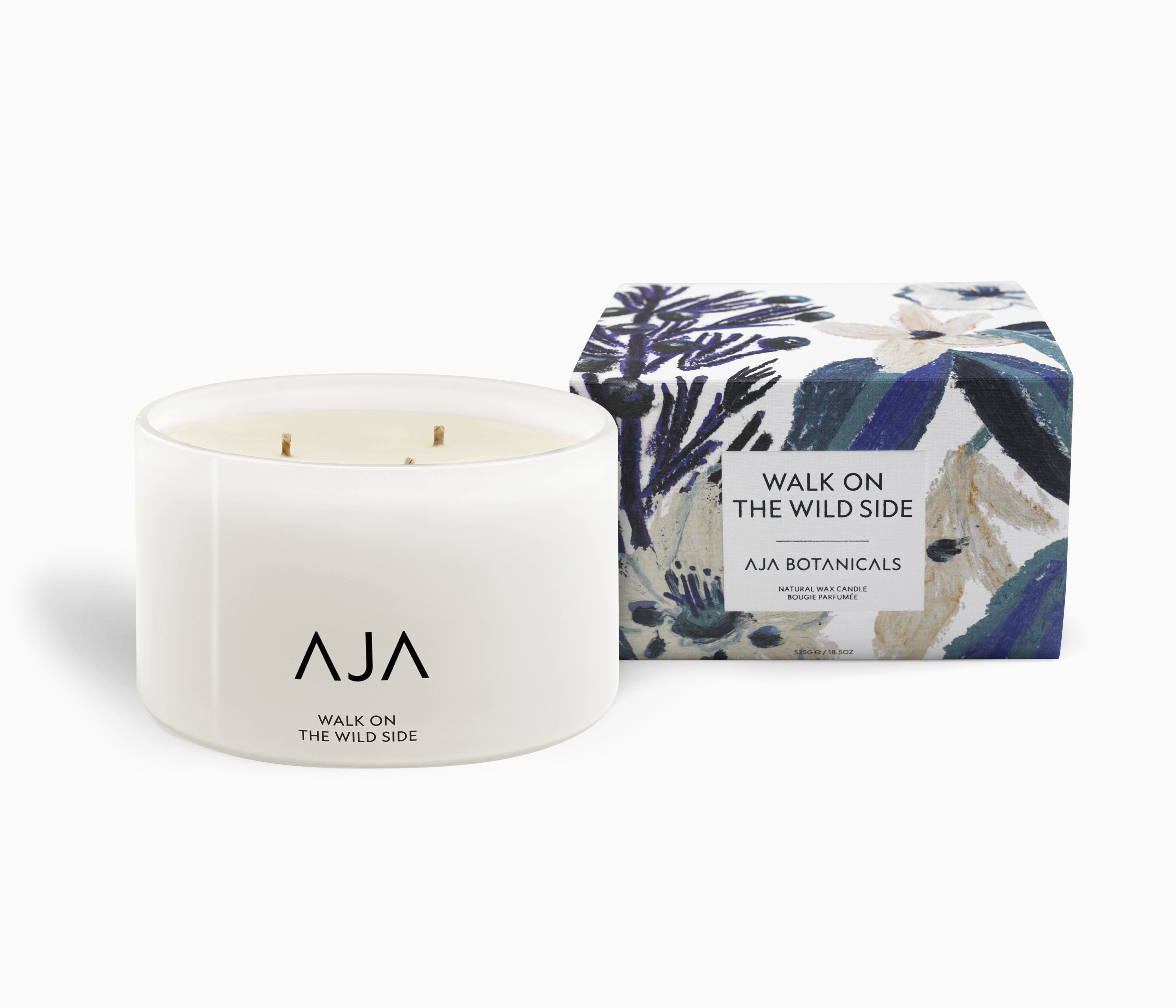 AJA BOTANICALS Walk On The Wild Side Three Wick Candle - White-MALFORD OF LONDON SAVILE ROW MENSWEAR OUTLET