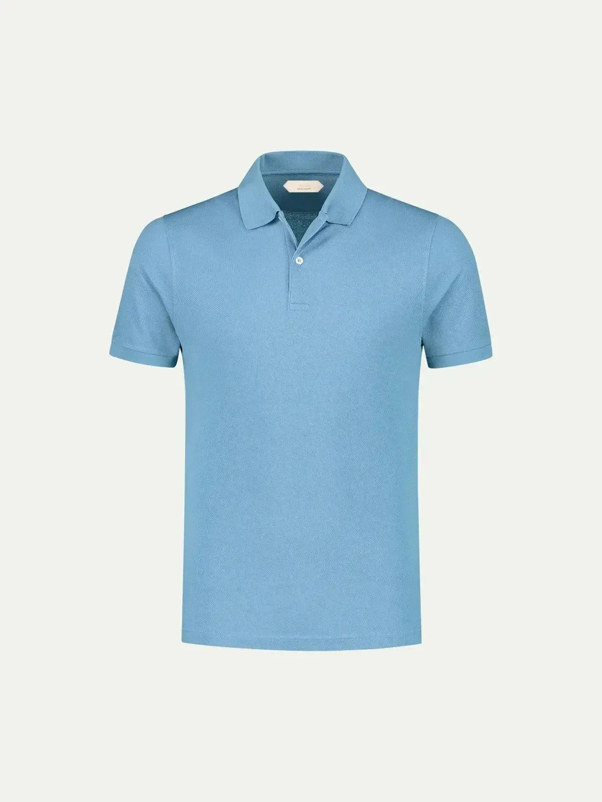 AURELIEN PIQUE POLO SHIRT 2 MID BLUE-MALFORD OF LONDON SAVILE ROW MENSWEAR OUTLET