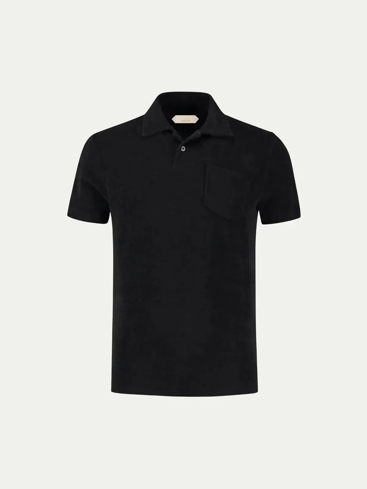 AURELIEN TERRY POLO SHIRT 2 BLACK-MALFORD OF LONDON SAVILE ROW MENSWEAR OUTLET