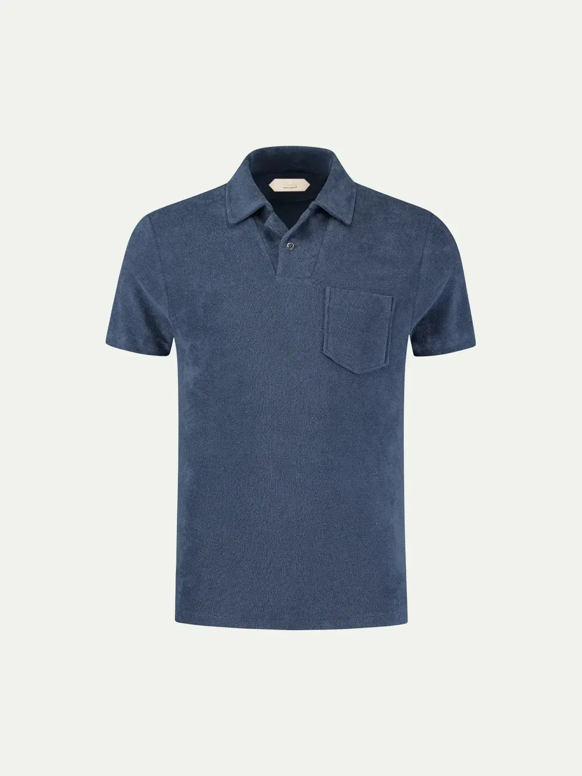 AURELIEN TERRY POLO SHIRT 2 MID BLUE-MALFORD OF LONDON SAVILE ROW MENSWEAR OUTLET