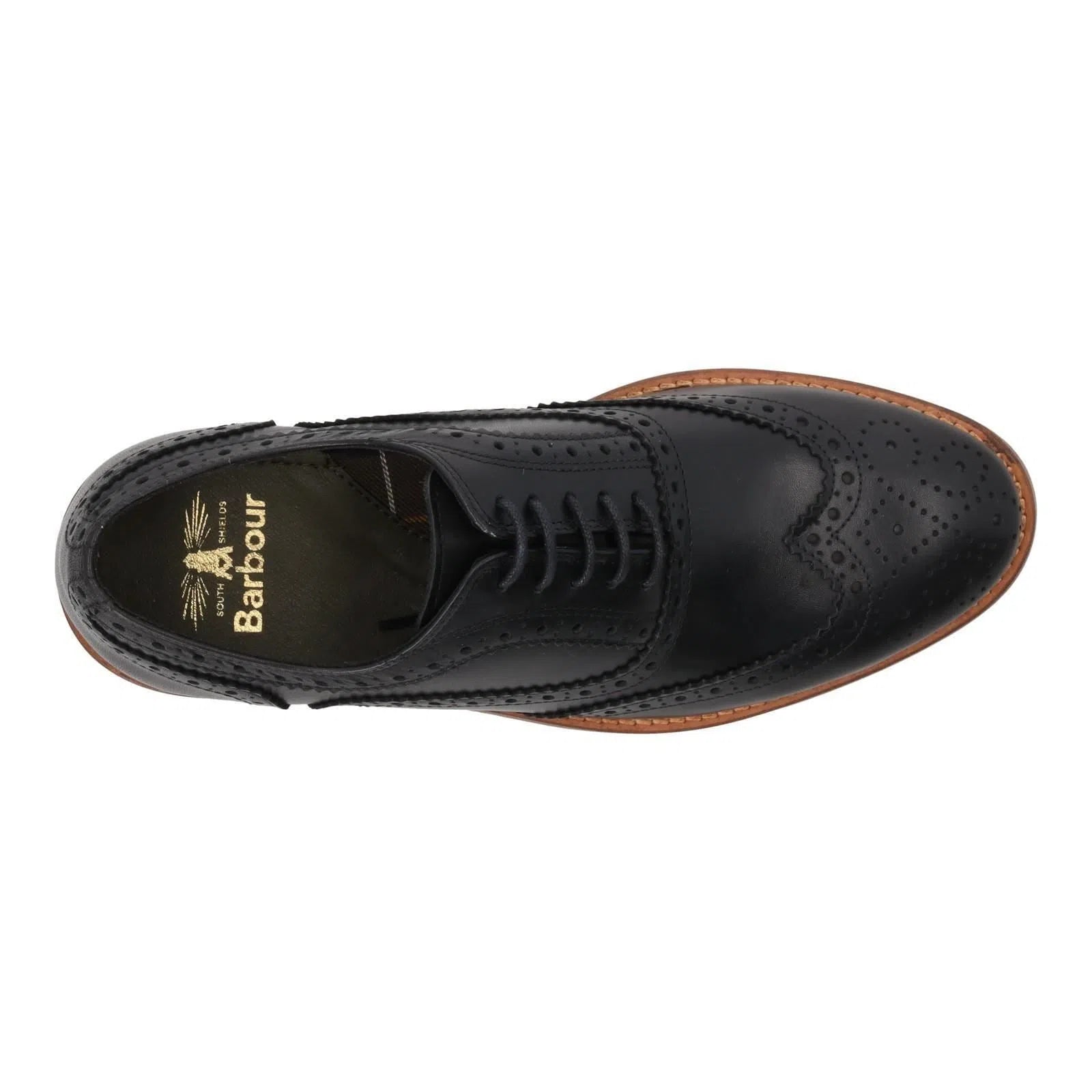 BARBOUR Isham Brogue Shoes Lace Up Black Leather-MALFORD OF LONDON SAVILE ROW MENSWEAR OUTLET