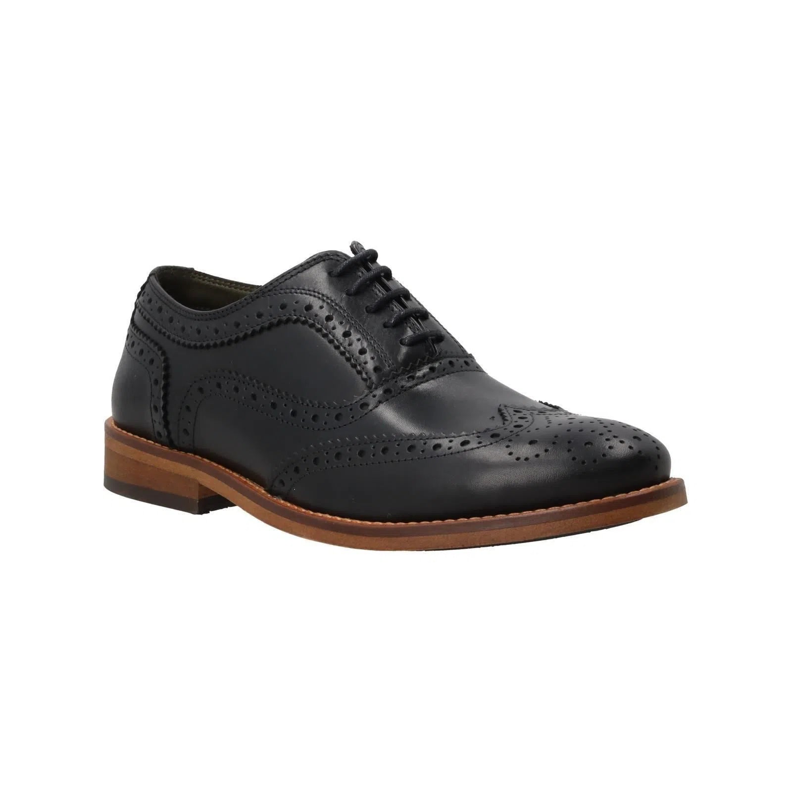 BARBOUR Isham Brogue Shoes Lace Up Black Leather-MALFORD OF LONDON SAVILE ROW MENSWEAR OUTLET