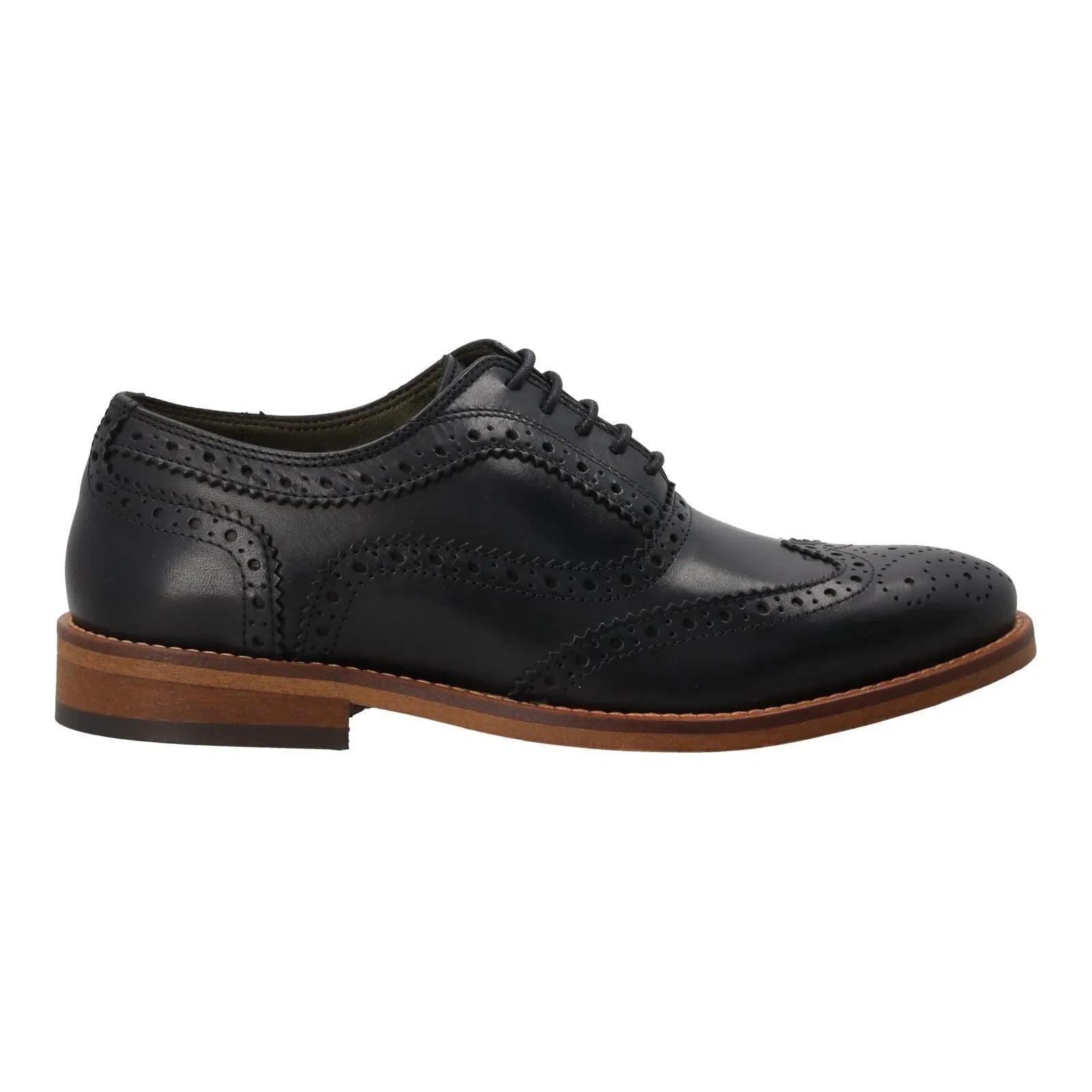 BARBOUR Isham Brogue Shoes Lace Up Black Leather-MALFORD OF LONDON SAVILE ROW MENSWEAR OUTLET