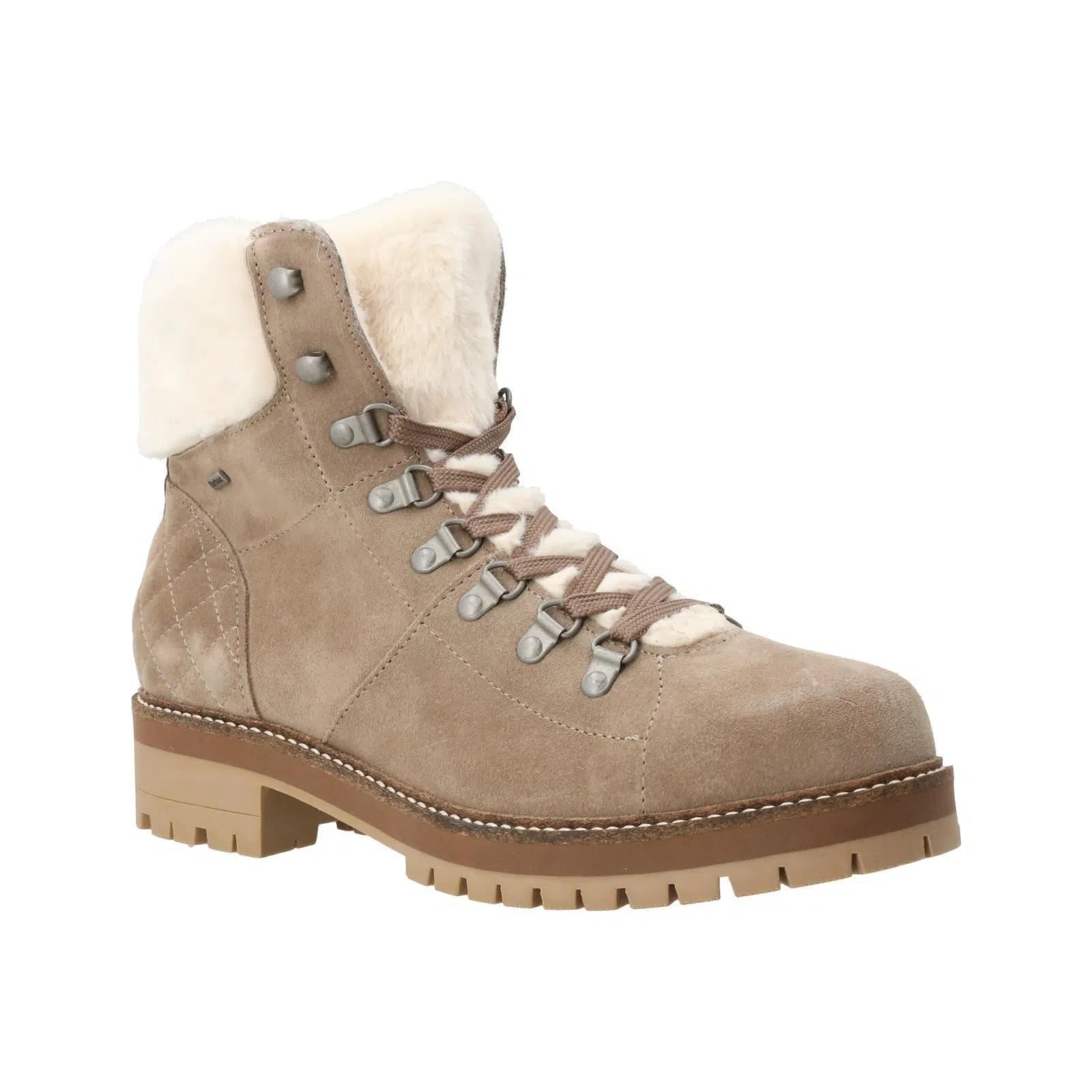 BARBOUR Lula Ankle Boots Lace Up Faux Fur Taupe-MALFORD OF LONDON SAVILE ROW MENSWEAR OUTLET