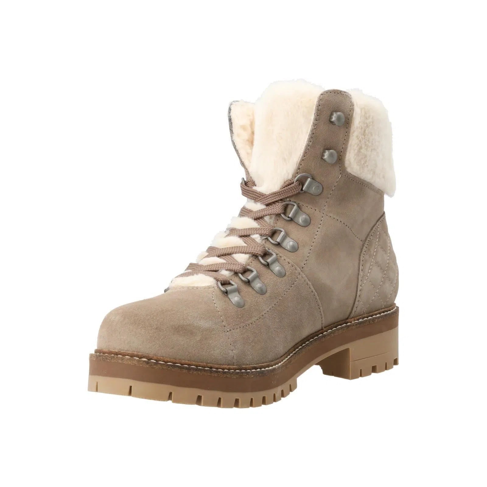 BARBOUR Lula Ankle Boots Lace Up Faux Fur Taupe-MALFORD OF LONDON SAVILE ROW MENSWEAR OUTLET