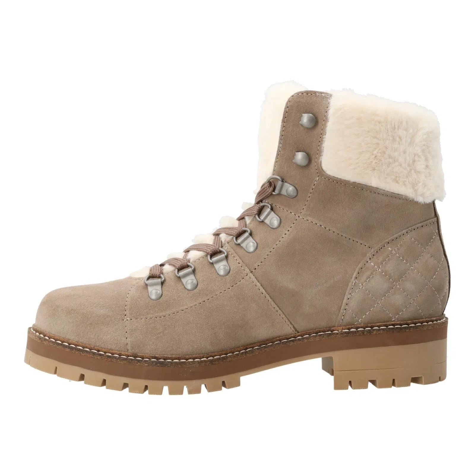 BARBOUR Lula Ankle Boots Lace Up Faux Fur Taupe-MALFORD OF LONDON SAVILE ROW MENSWEAR OUTLET