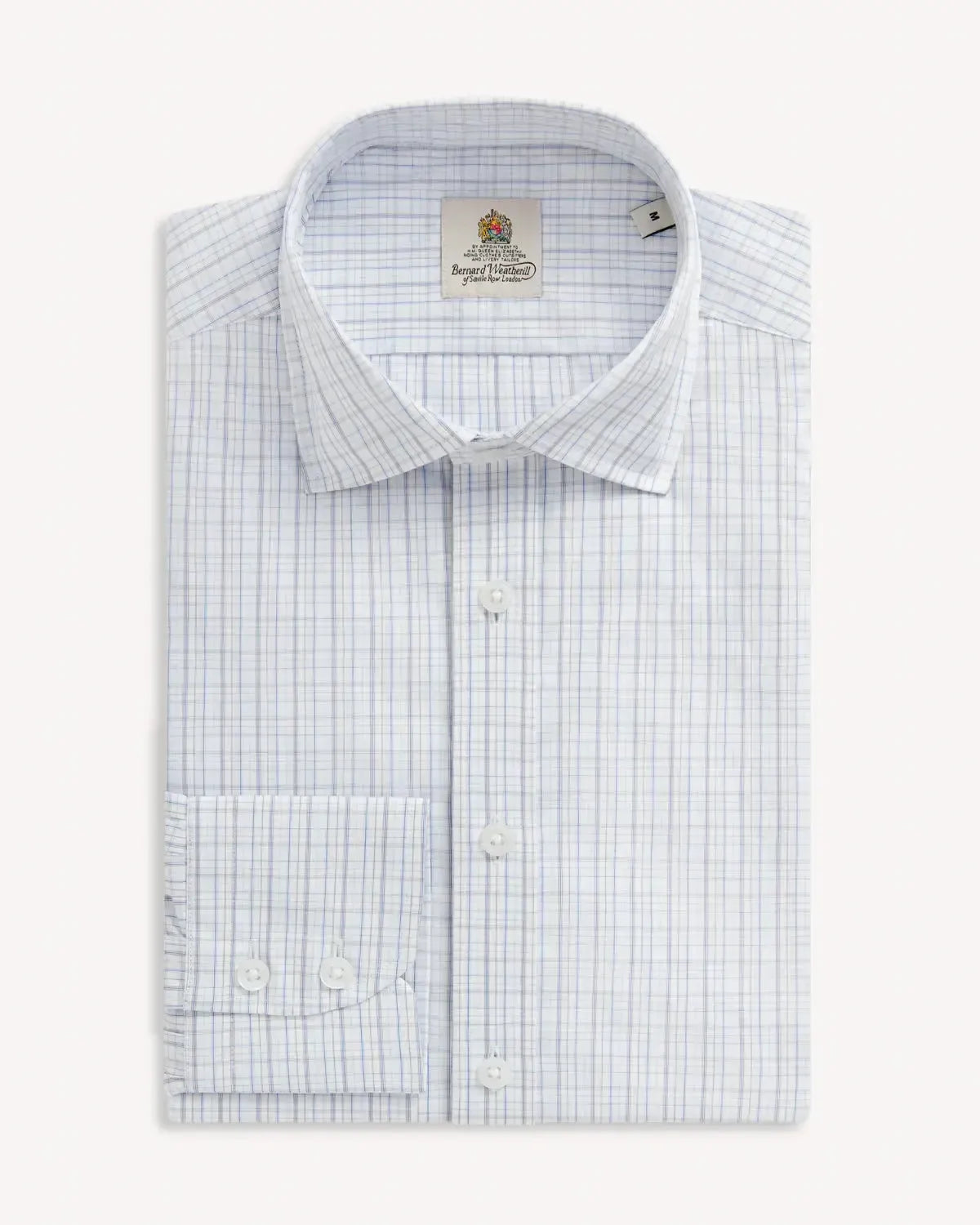 BERNARD WEATHERILL Casual Micro Check Shirt White/Blue-MALFORD OF LONDON SAVILE ROW MENSWEAR OUTLET