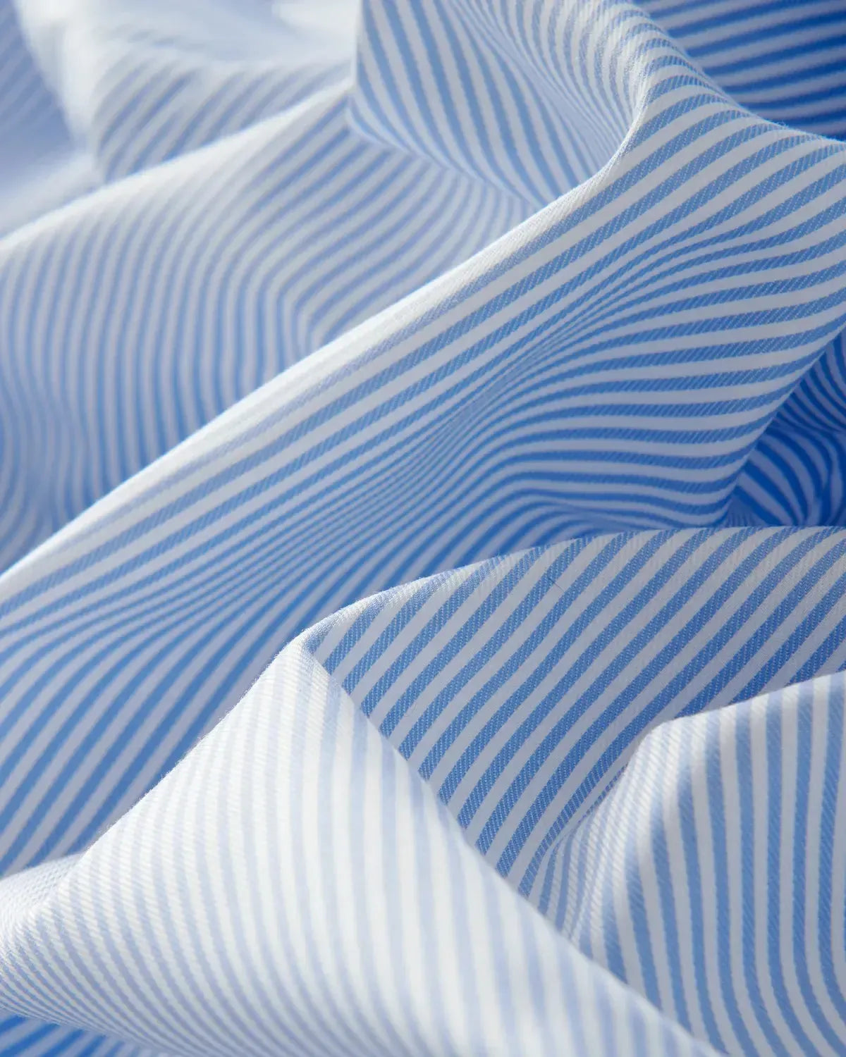 Bernard Weatherill Cotton Twill Bengal Strip Shirt Sky/White-MALFORD OF LONDON SAVILE ROW MENSWEAR OUTLET