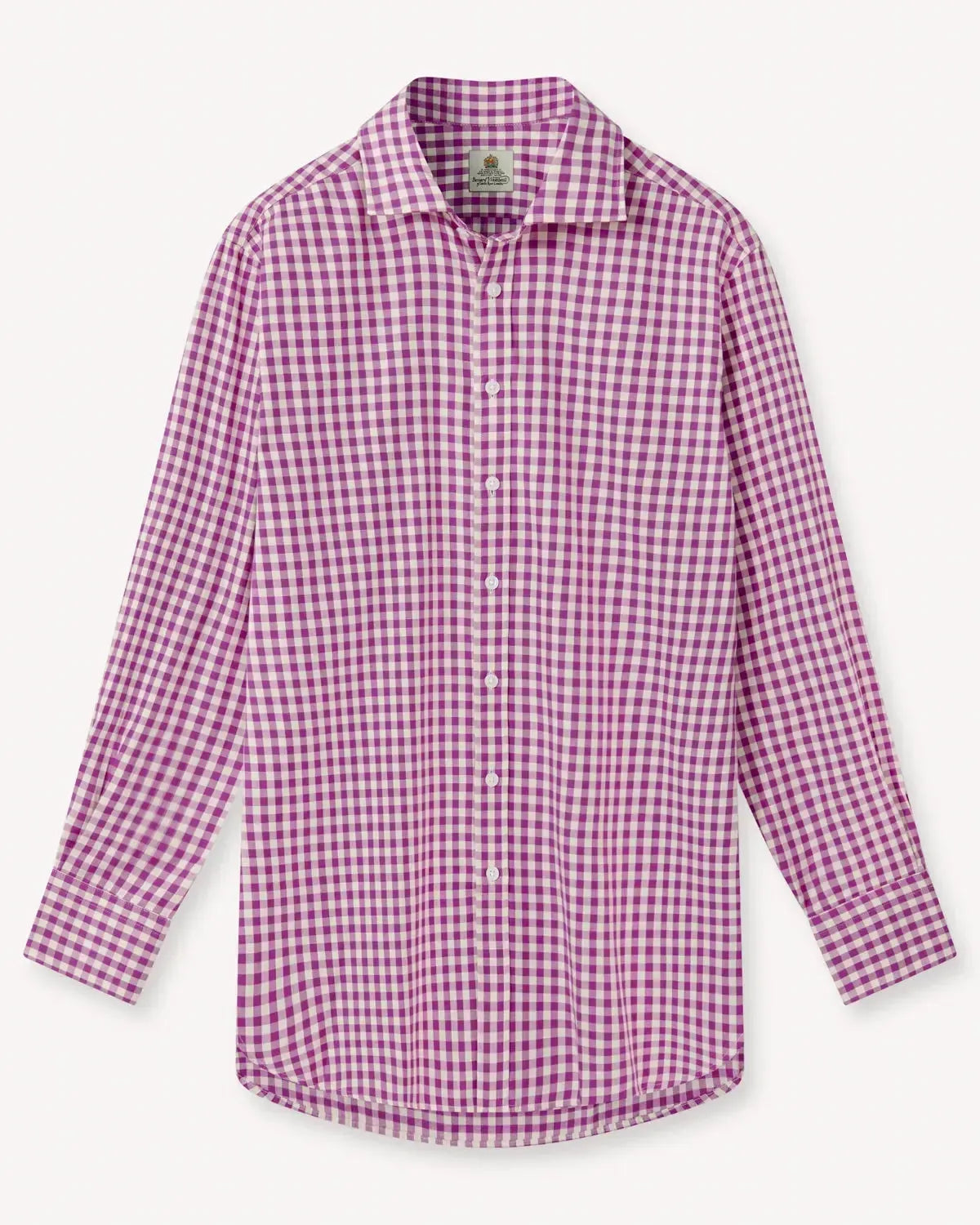 BERNARD WEATHERILL Country Gingham Twill Shirt Purple/Cream-MALFORD OF LONDON SAVILE ROW MENSWEAR OUTLET