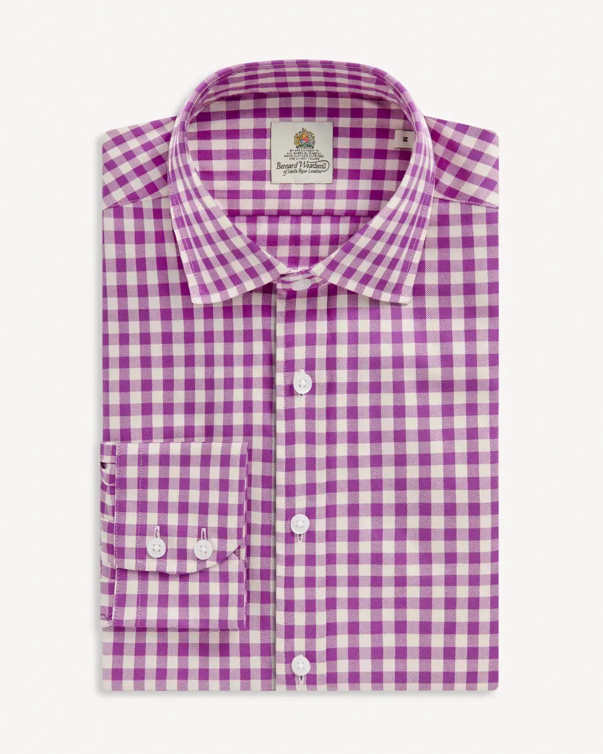 BERNARD WEATHERILL Country Gingham Twill Shirt Purple/Cream-MALFORD OF LONDON SAVILE ROW MENSWEAR OUTLET