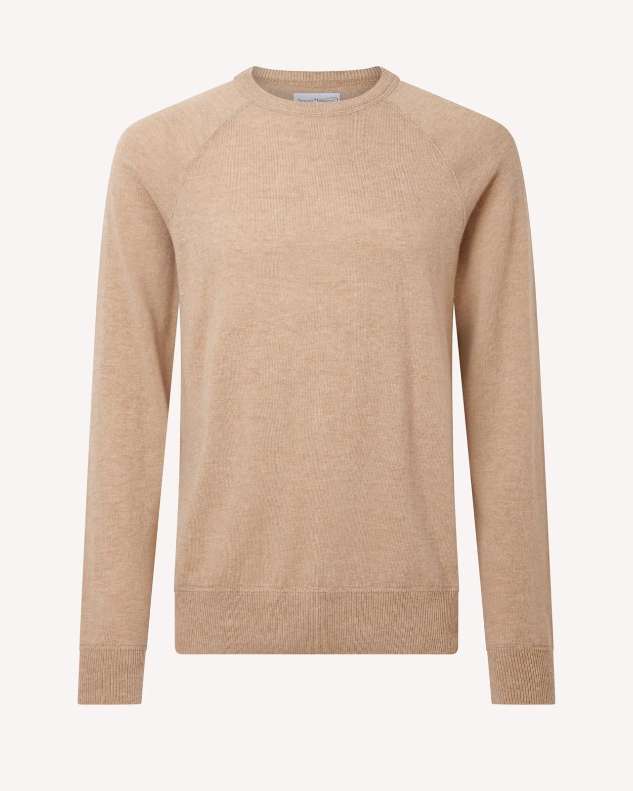 BERNARD WEATHERILL Crew Neck Pullover Jumper Camel-MALFORD OF LONDON SAVILE ROW MENSWEAR OUTLET