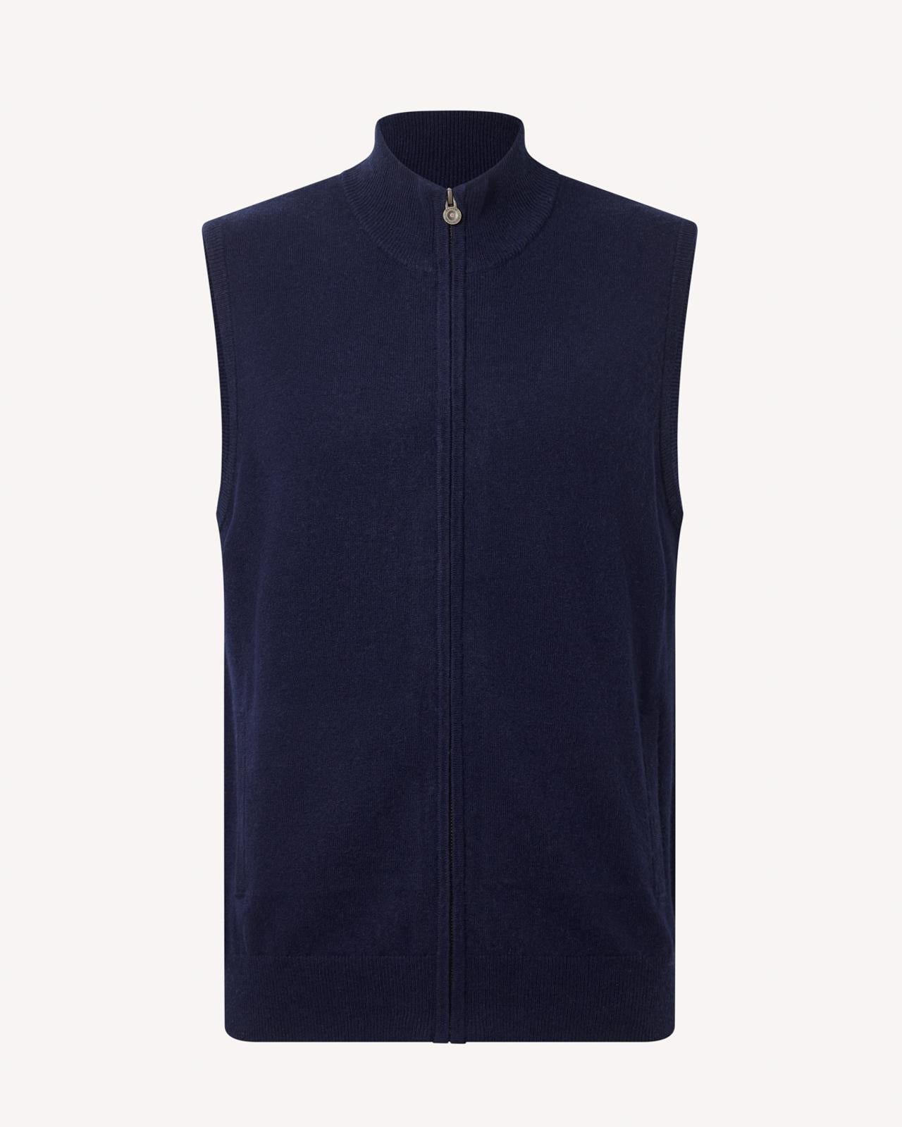 BERNARD WEATHERILL Full Zip Vest Gilet Savile Row Navy-MALFORD OF LONDON SAVILE ROW MENSWEAR OUTLET