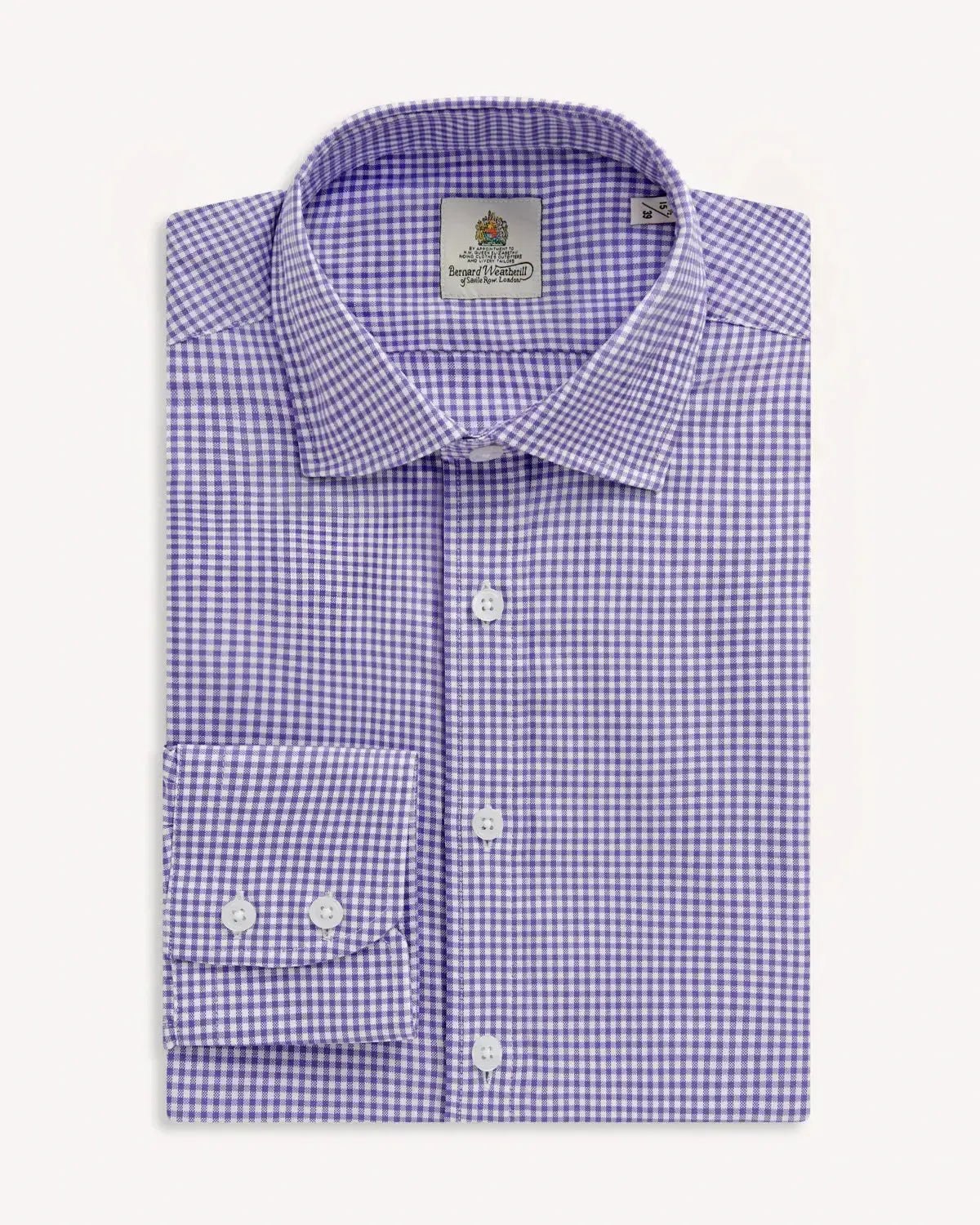 BERNARD WEATHERILL Gingham Soft Oxford Cotton Shirt Royal/White-MALFORD OF LONDON SAVILE ROW MENSWEAR OUTLET