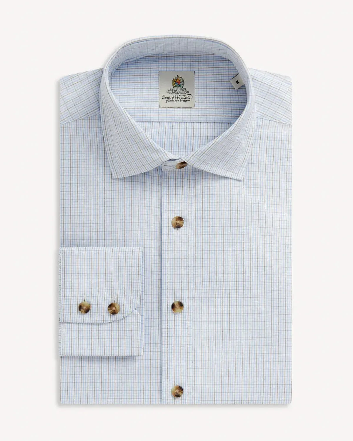 BERNARD WEATHERILL Micro Check Shirt Sky/Red/White-MALFORD OF LONDON SAVILE ROW MENSWEAR OUTLET
